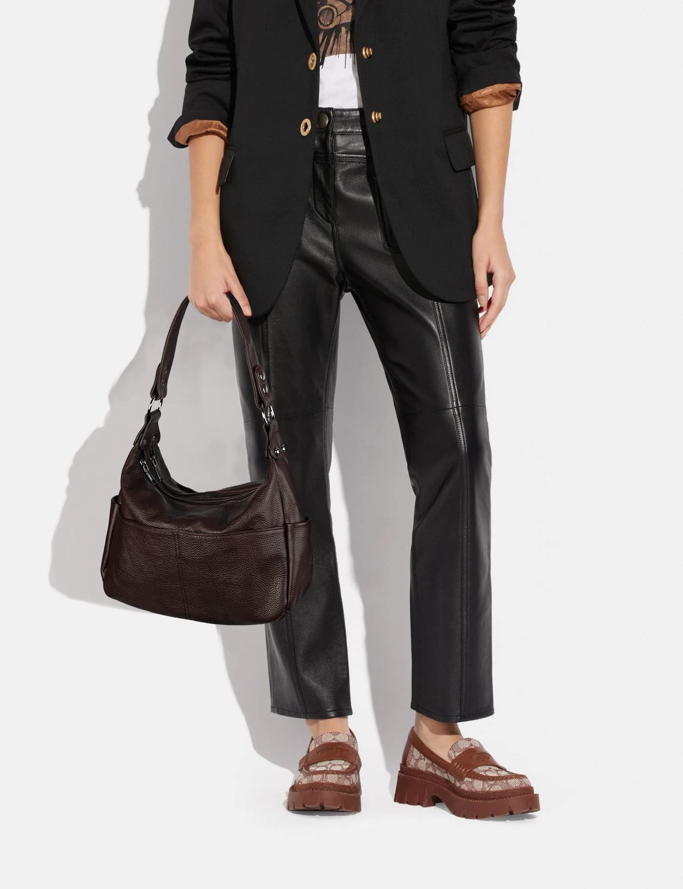 YALUXE Genuine Leather Women's Shoulder Bag - Stylish Hobo Purse with Double Zipper Pockets & Adjustable Crossbody Strap - Perfect for Work, Travel and Everyday Use