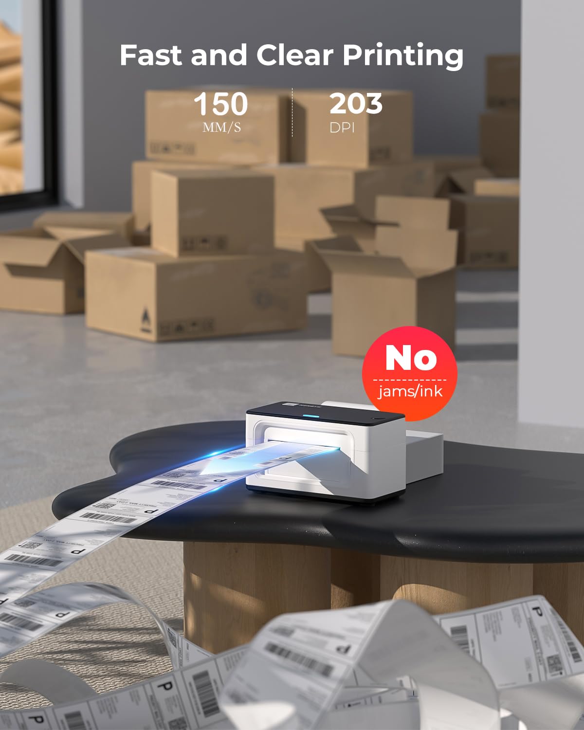 MUNBYN Wireless Wi-Fi Thermal Label Printer for Shipping - Compatible with AirPrint, iPhone, iPad, MacOS, Android & Windows - No Ink Needed, Fast Clear Printing for Small Business, Etsy, eBay, USPS - Perfect for Home Office & E-commerce Shipping Labels