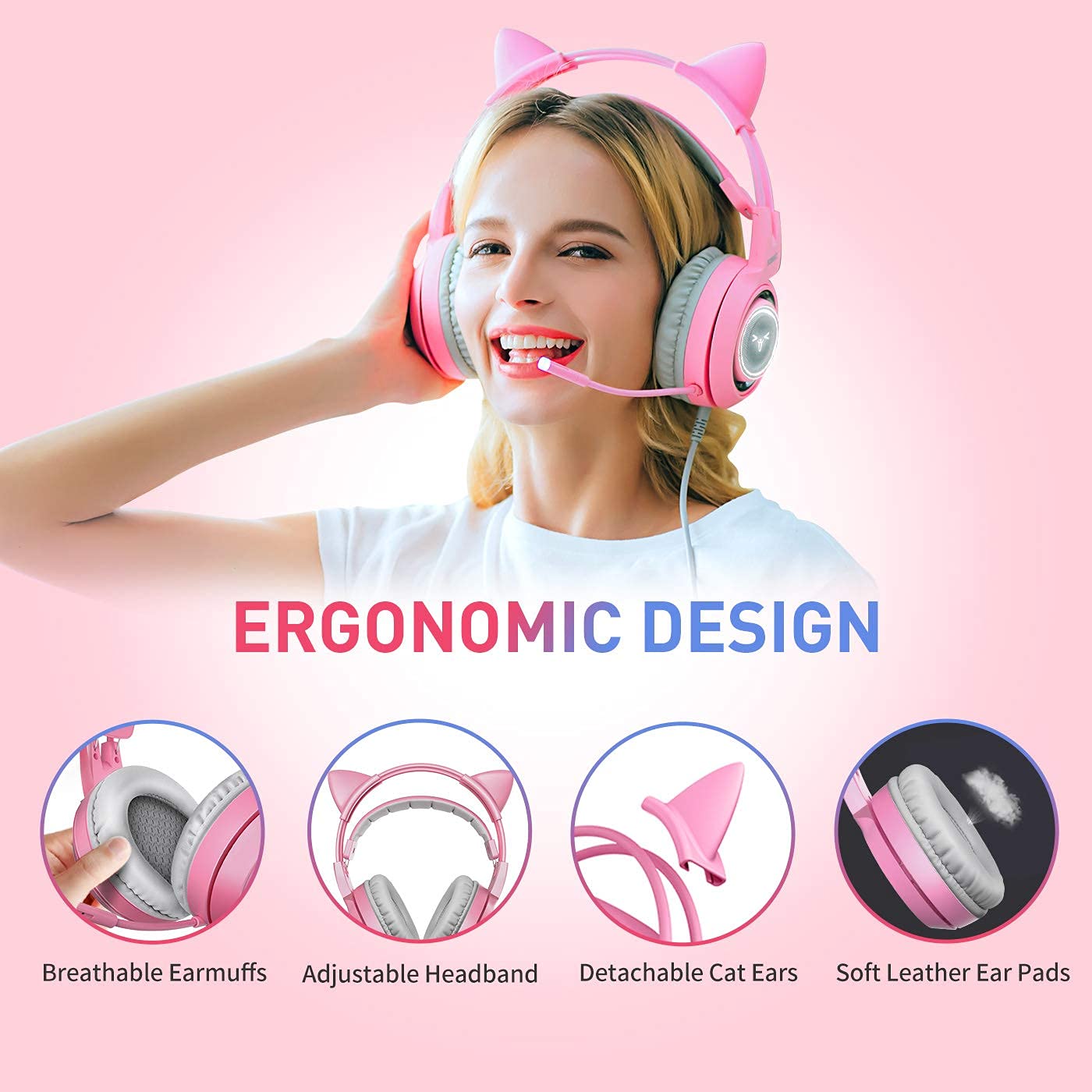 SOMIC G951s Black & G951 Pink Gaming Headset 2-Pack - Stereo Sound with Mic, LED Lights for PS4, PC, Xbox One - Perfect for Women Gamers & Streaming Setup