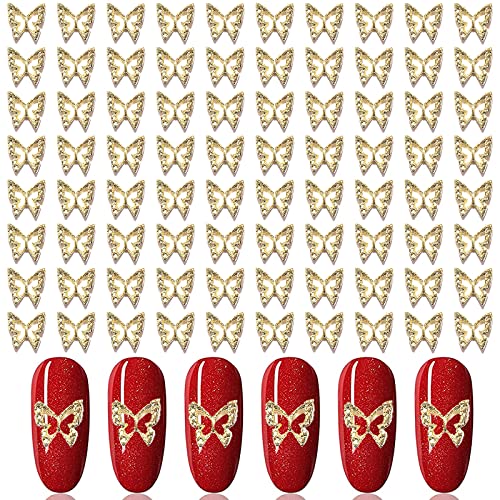 100pcs Gold Butterfly Nail Charms