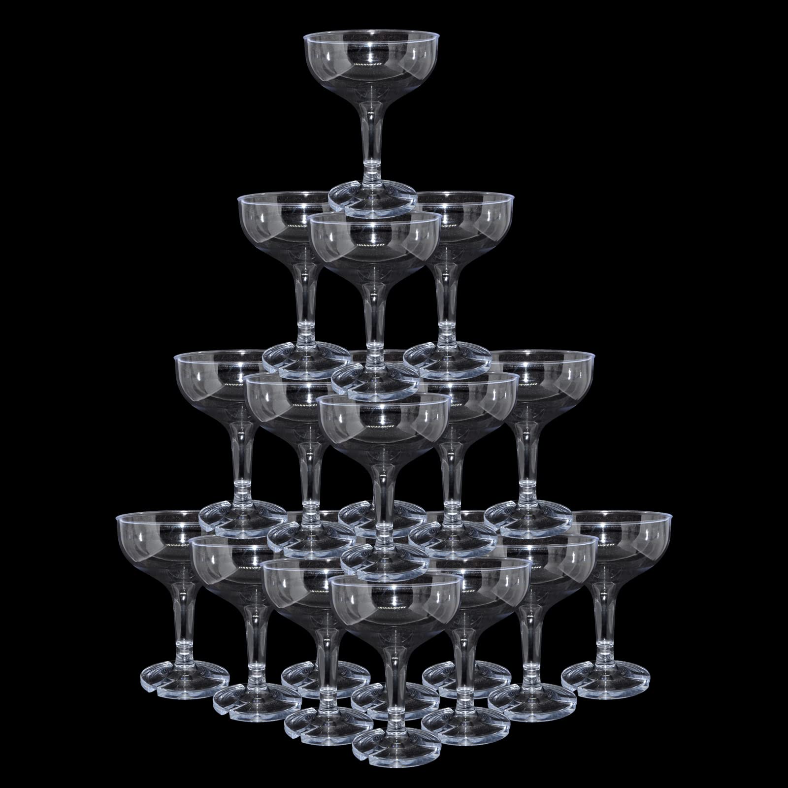 50 Pcs Clear 5 oz Unbreakable Acrylic Champagne Coupe Glasses - Disposable Plastic Martini Glasses for Wedding, Party & Cocktail Events - Elegant Drinkware for Celebrations, Toasts & Special Occasions
