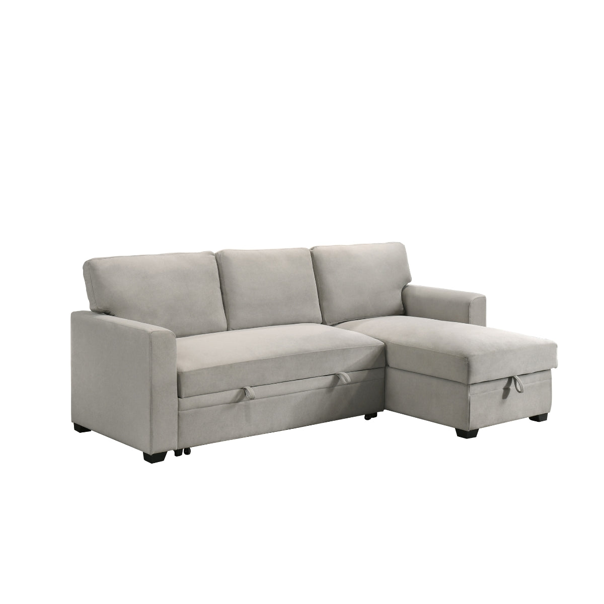 Beige 2-Piece Sectional Sofa with Pull-Out Sleeper & Reversible Storage Chaise - Perfect for Small Spaces, Guest Rooms, and Cozy Living Rooms