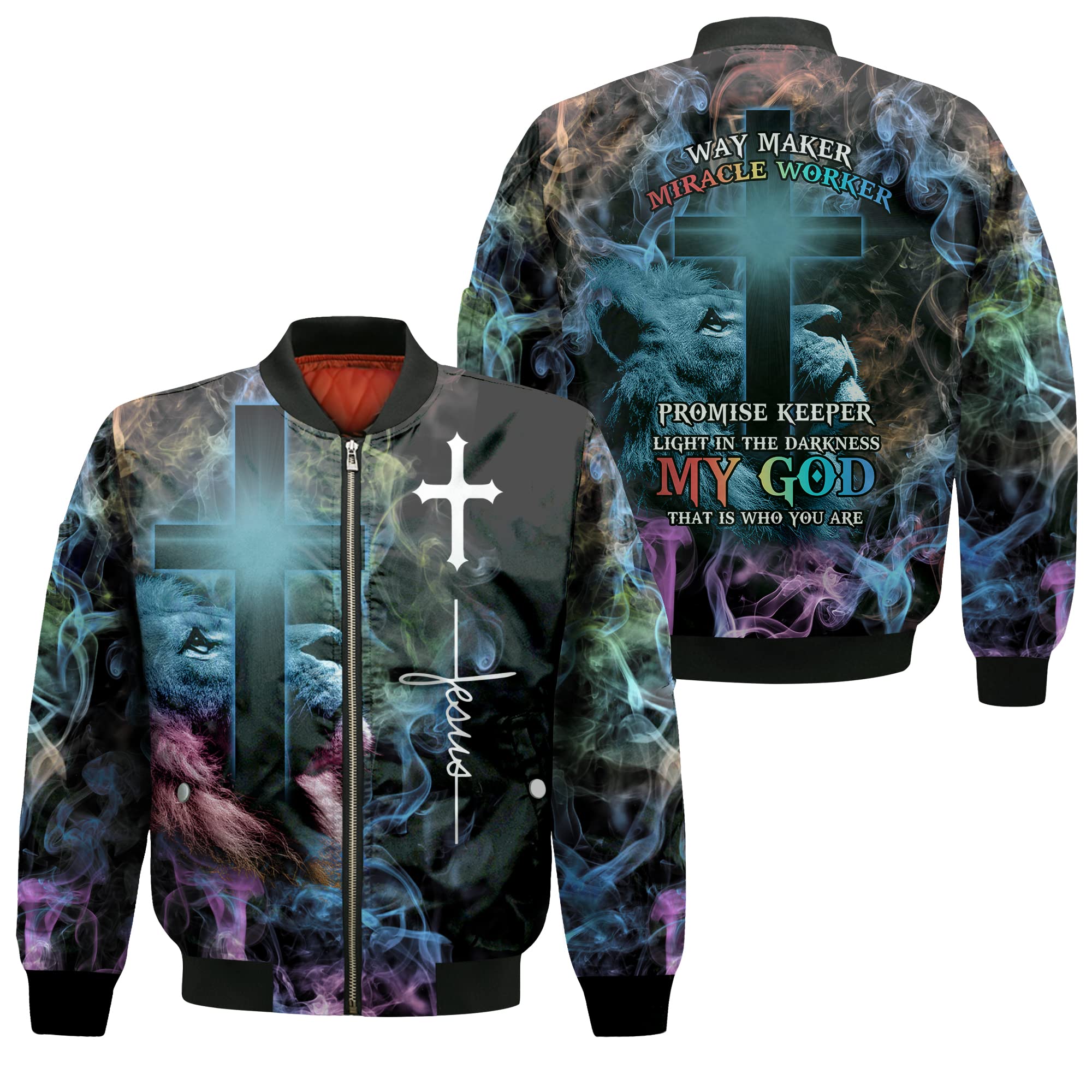 MDPrints Jesus Bomber Jacket for Men & Women - Christian Fashion Apparel with Religious Design - Perfect for Church, Bible Study & Christian Events
