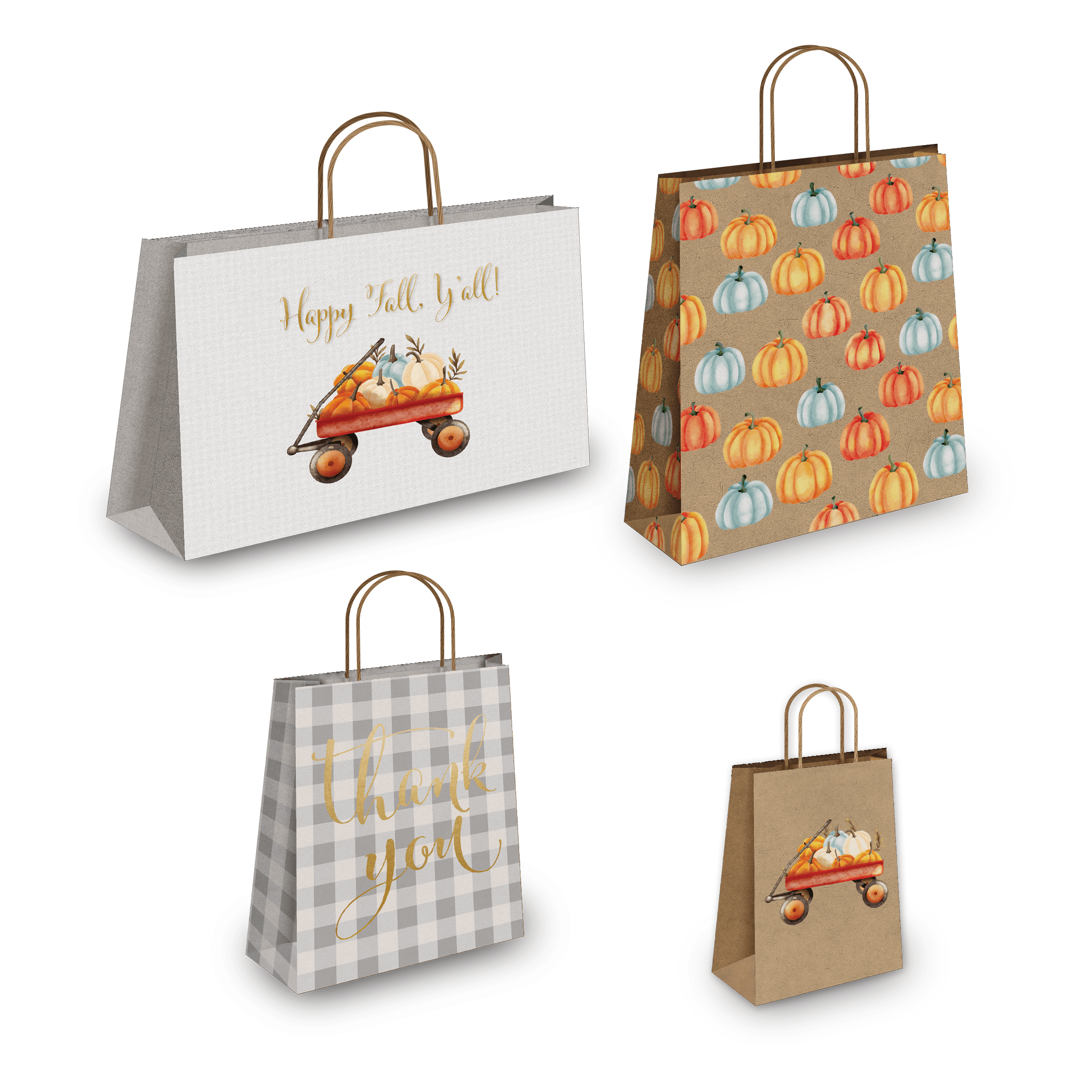 Premium Fall-Themed Kraft Gift Bags - Assorted Sizes (Small/Medium/Large) - Eco-Friendly Brown Paper Bags for Autumn Parties, Thanksgiving Favors, Halloween Treats & Christmas Gift Wrapping