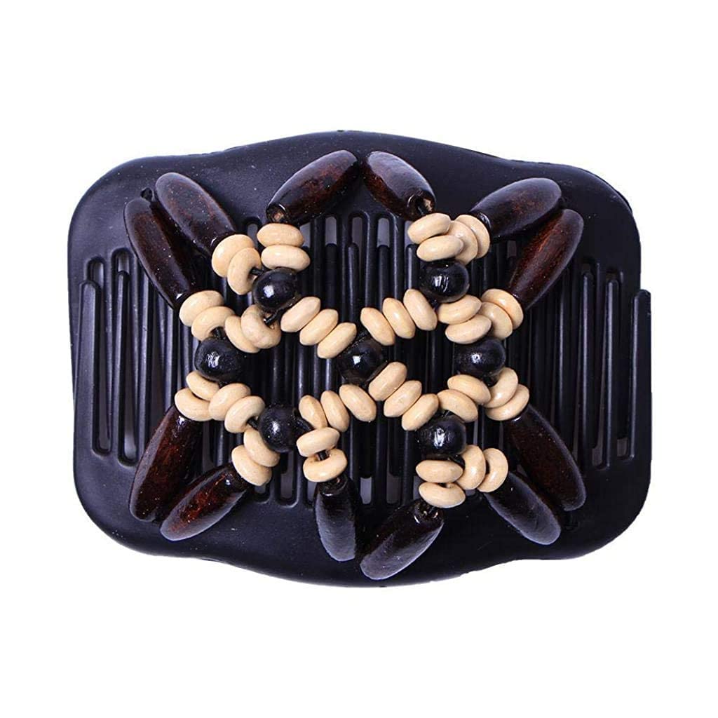 RK RETAILER Magic Double Row Wooden Butterfly Stretchy Hair Clips - Large Hair Clutches for Women (Brown) | Perfect for Weddings, Parties & Everyday Hairstyles