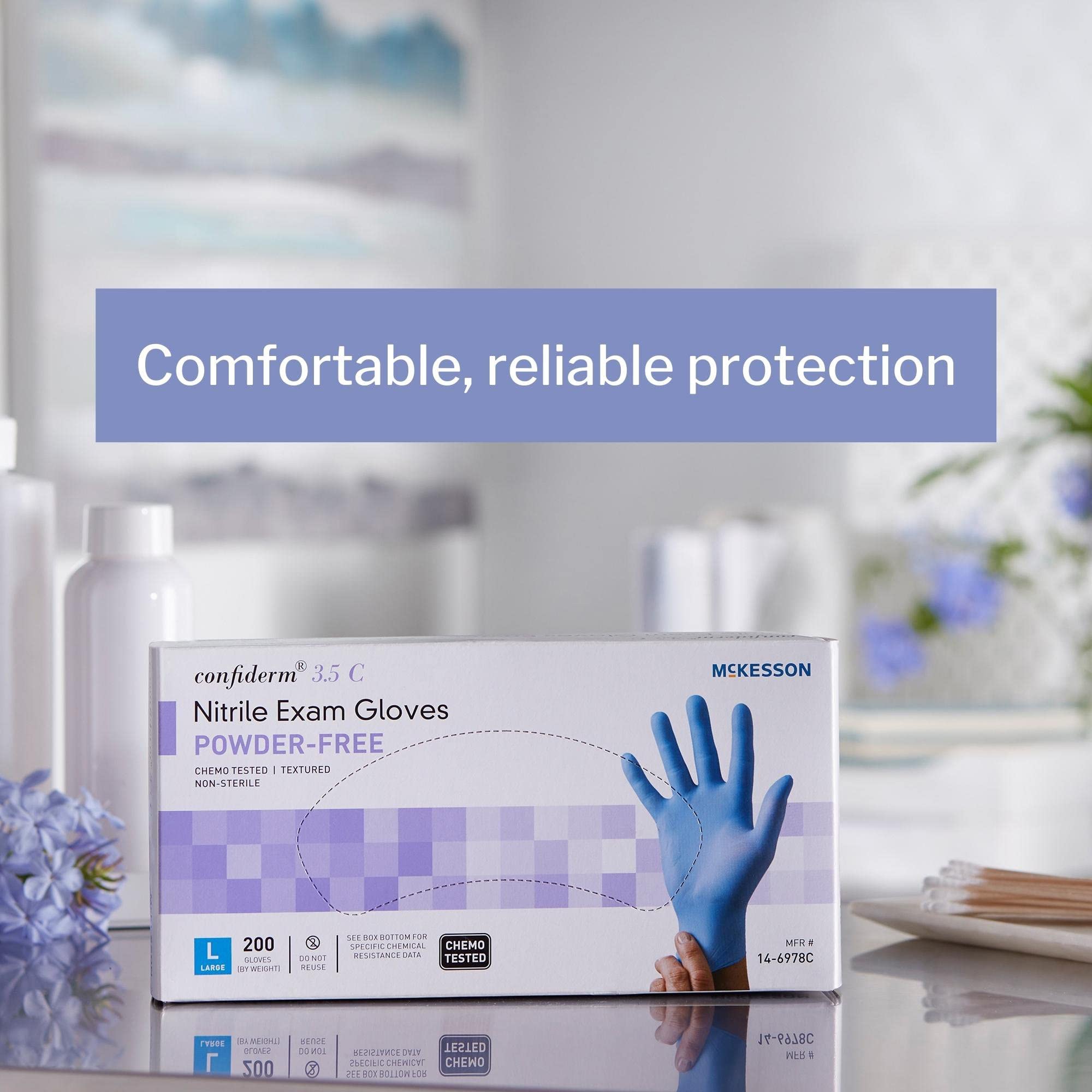 McKesson Confiderm 3.5C Nitrile Exam Gloves - Powder-Free, Latex-Free, Ambidextrous, Non-Sterile - Ideal for Medical, Dental, Tattoo & Food Handling Safety