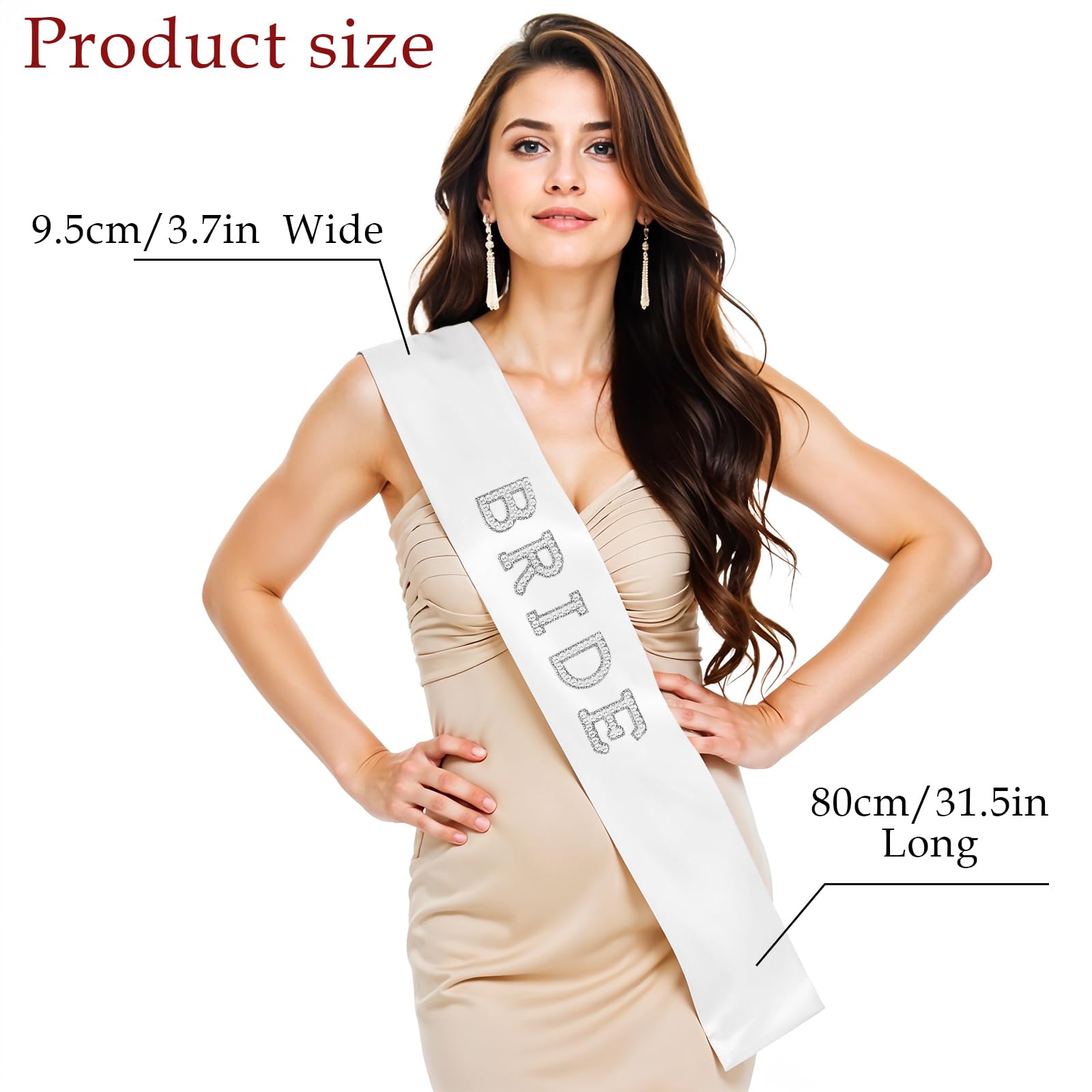 Elegant White Bride Sash with Pearls & Rhinestones - Perfect for Wedding, Bridal Shower & Bachelorette Party - Ideal Bridal Accessory Gift for Bride-to-Be