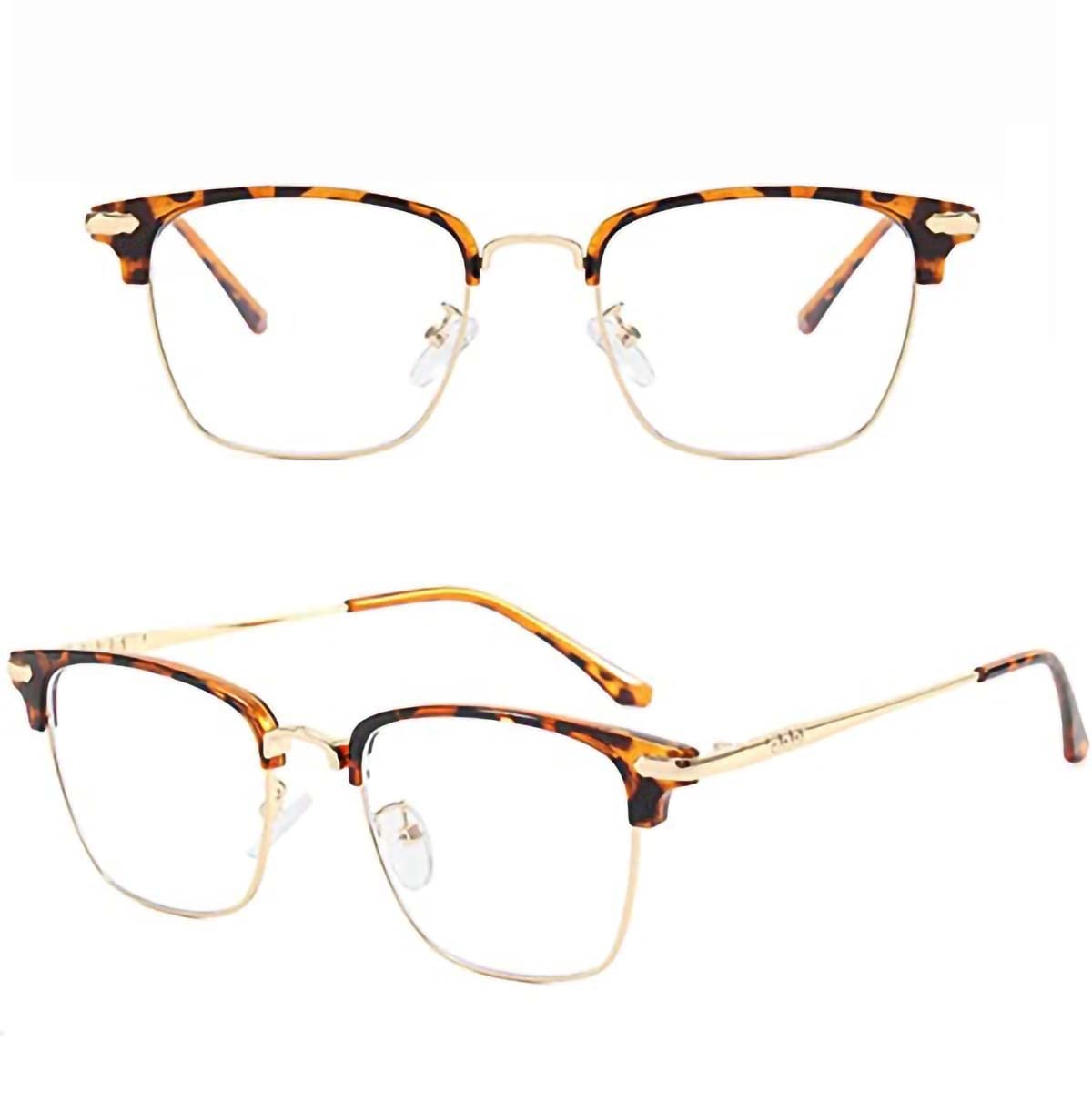 Retro Half Frame Nearsighted Glasses for Men & Women - Vintage Metal Distance Eyewear for Reading, Driving & Daily Use