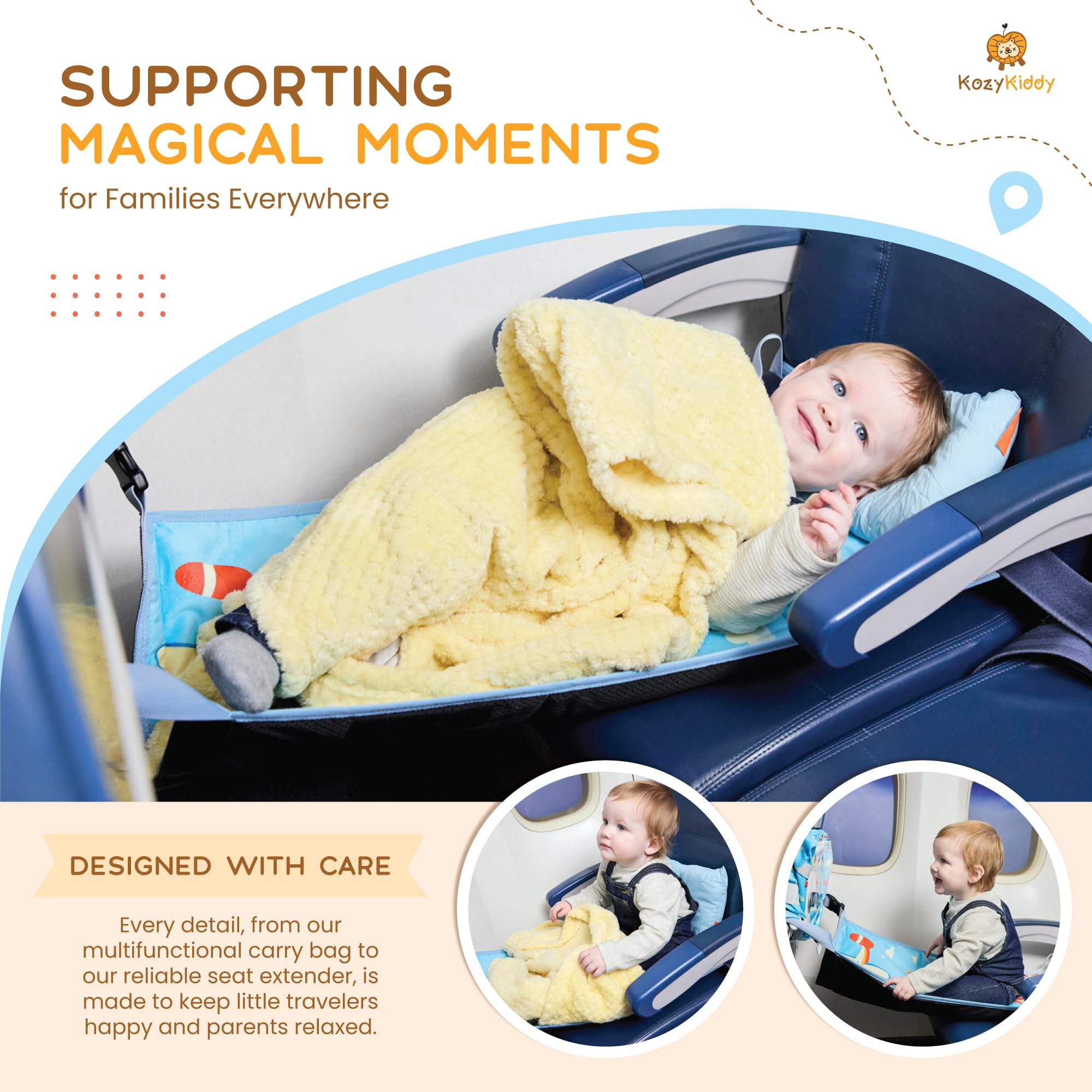 Adjustable Toddler Airplane Bed with Tablet Holder & Tray Table Cover - Kids Flight Foot Rest, Travel Cot & Hammock for Planes & Cars - Perfect for Long Flights, Road Trips & Baby Travel Essentials