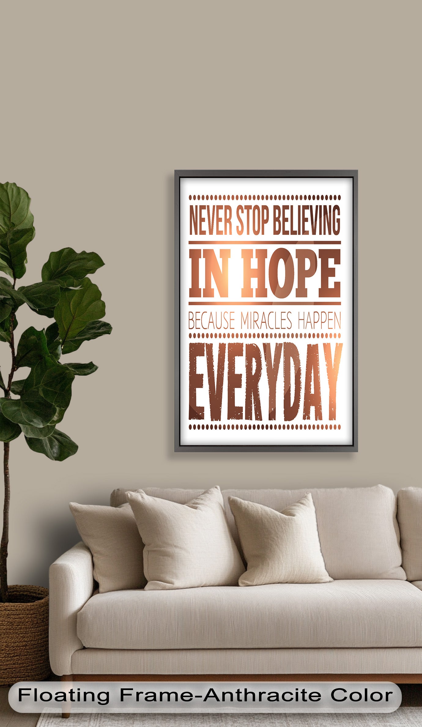 Inspiring 'Believe in Hope' Motivational Oil Painting - Uplifting Wall Art for Home, Office & Meditation Space
