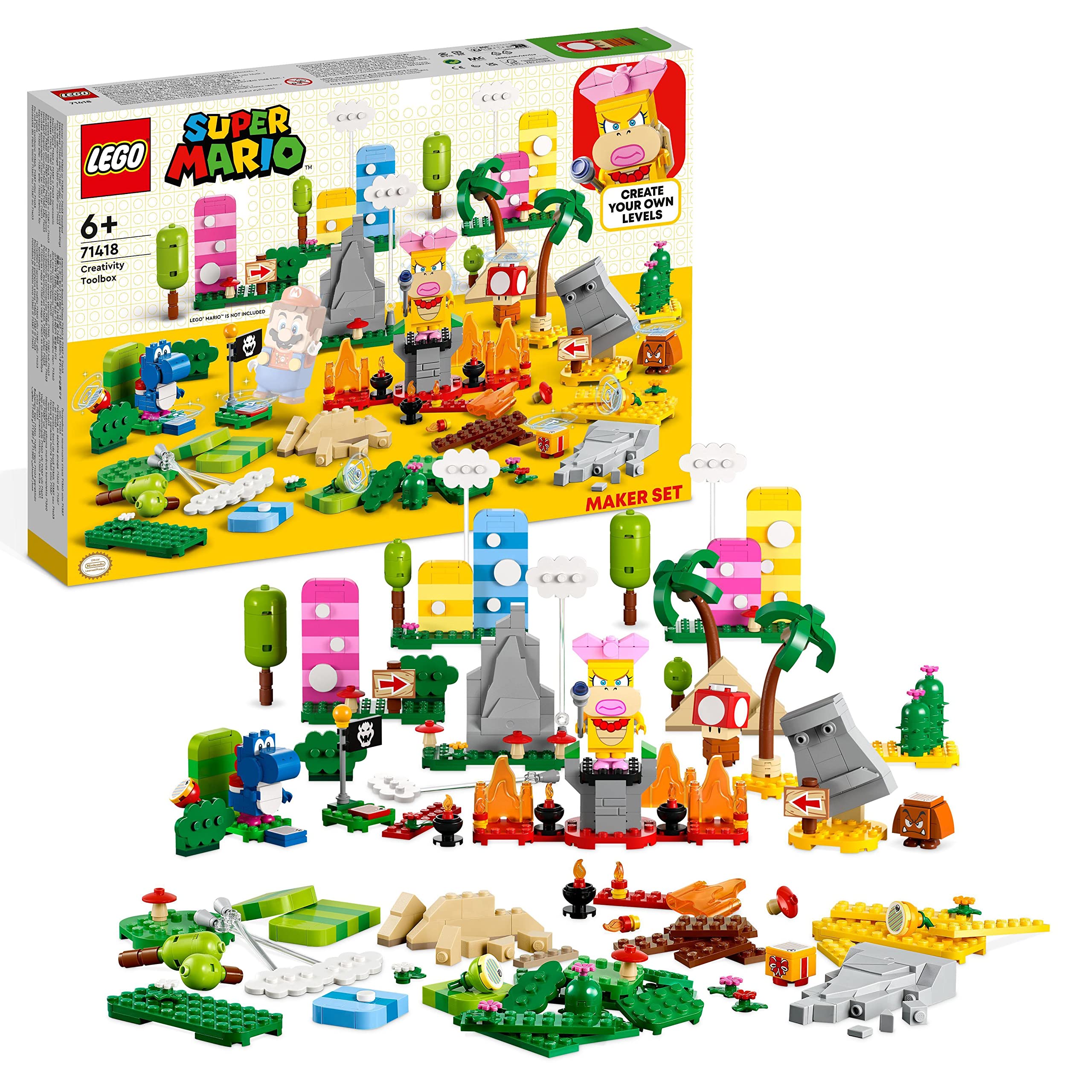 LEGO Super Mario 71418 Creative Toolbox Building Set with Mini Figures - Desert & Lava Expansion Starter Pack - DIY Level Creator Toy for Kids - Perfect for Interactive Play & Creative Storytelling