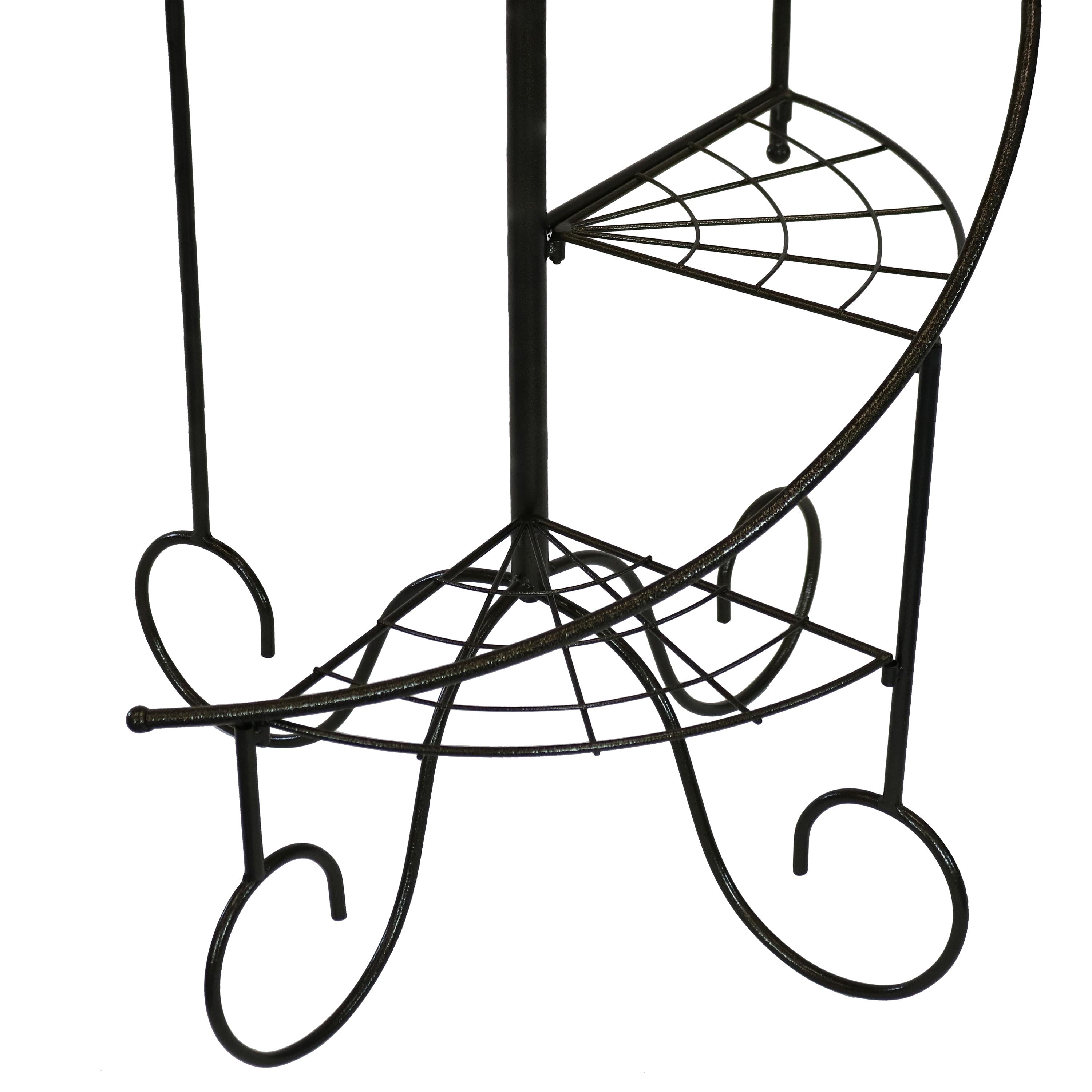 4-Tier Spiral Staircase Iron Plant Stand Set of 2 - Indoor/Outdoor Flower Pot Holder for Patio, Garden & Home Decor