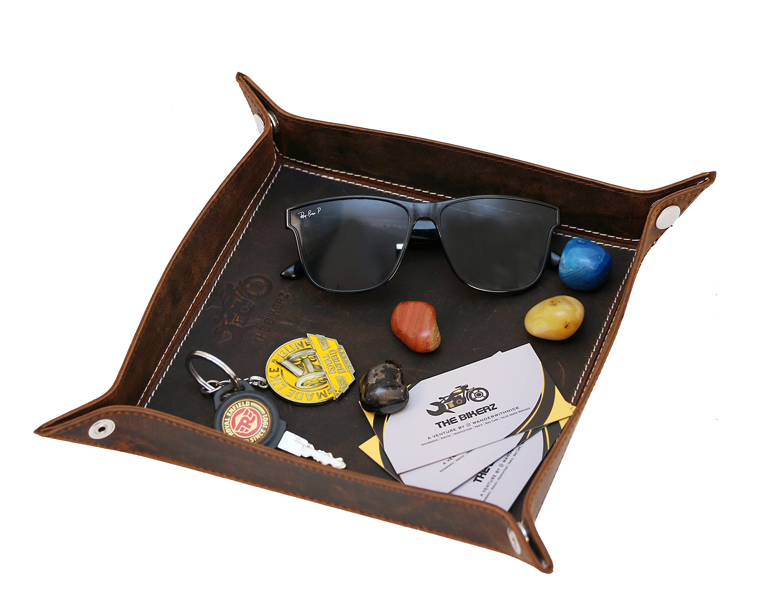 Large Multipurpose Leather Tray - Desk & Jewelry Organizer
