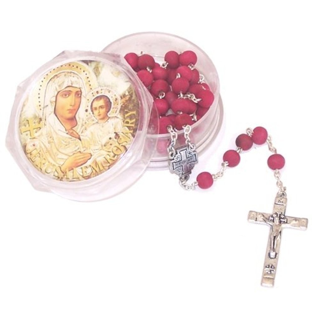 Holy Land Market Rose Scented Wooden Beads Rosary with Gift Box - Prayer Beads for Meditation, Catholic Devotion & Spiritual Gifts