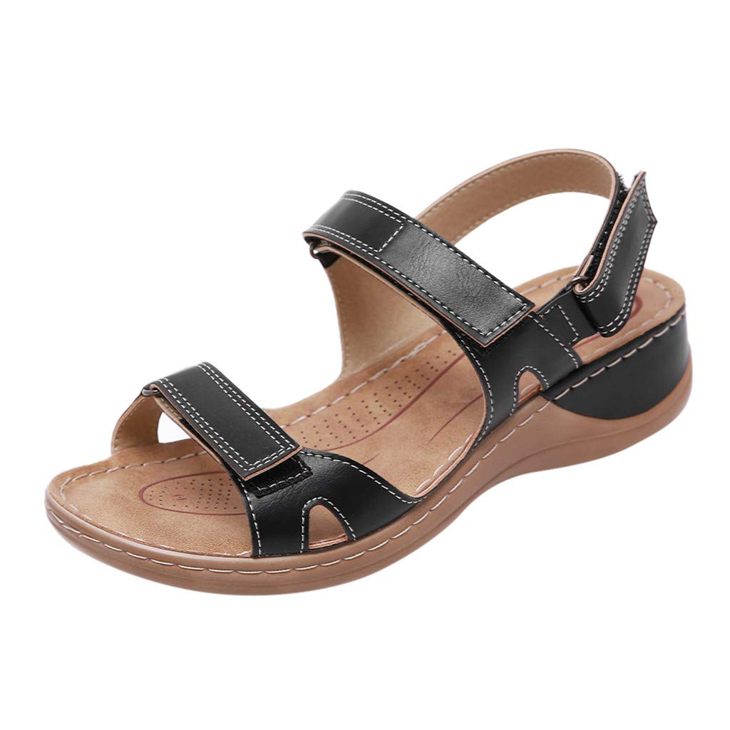 **Women's Platform Sandals - Orthopedic Open Toe Comfort Sandals with Hook & Loop Closure | Perfect for Walking, Travel & Casual Wear**
