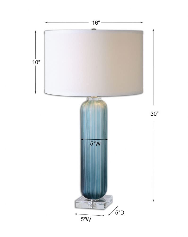 Uttermost Caudina Frosted Blue Glass Table Lamp - Elegant Home Decor for Living Room, Bedroom & Office Lighting