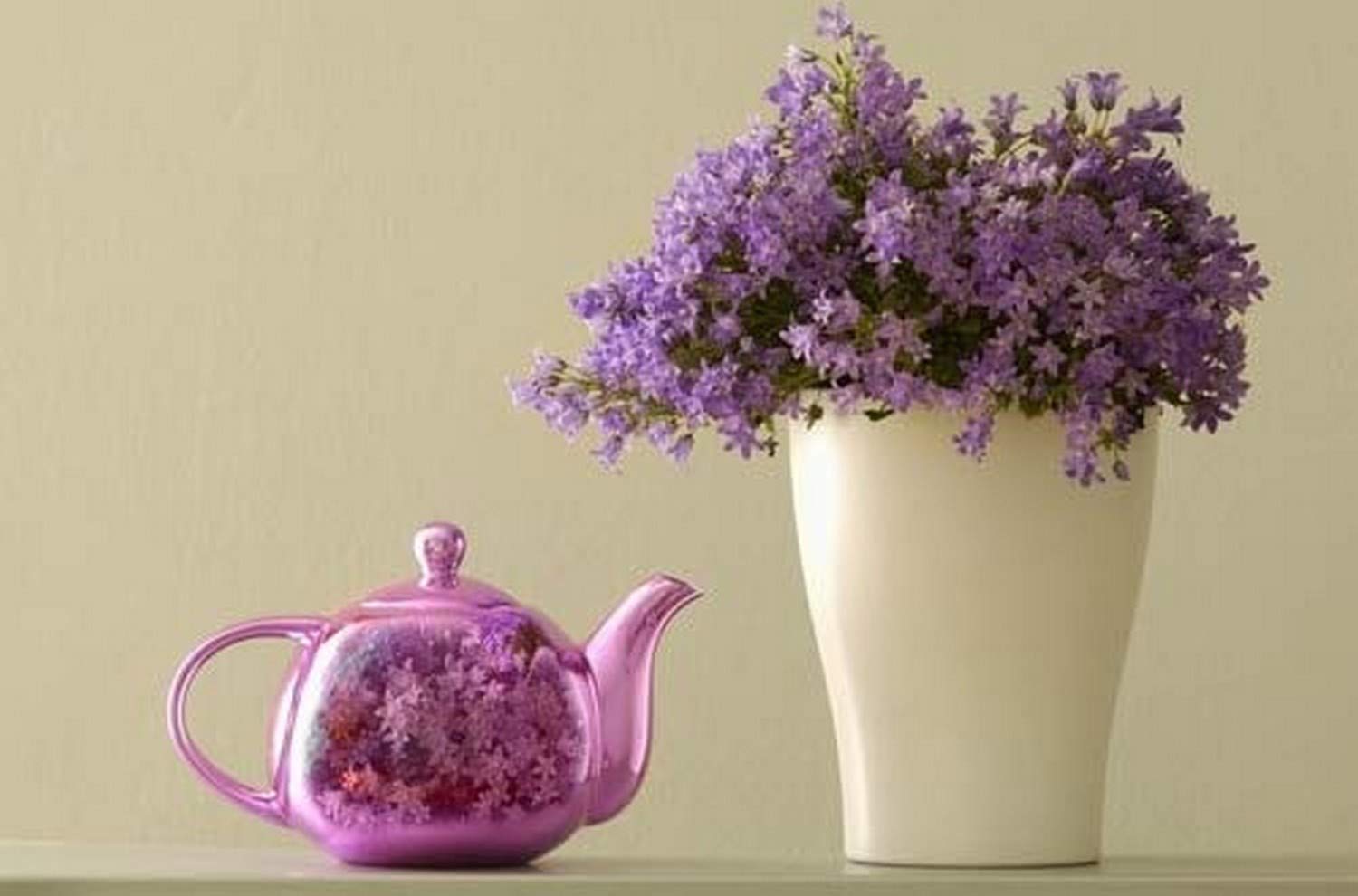 Vintage Teapot and Floral Vase Art Print - 19x12 Inches Wall Decor for Kitchen, Dining Room, or Cottage Style Home
