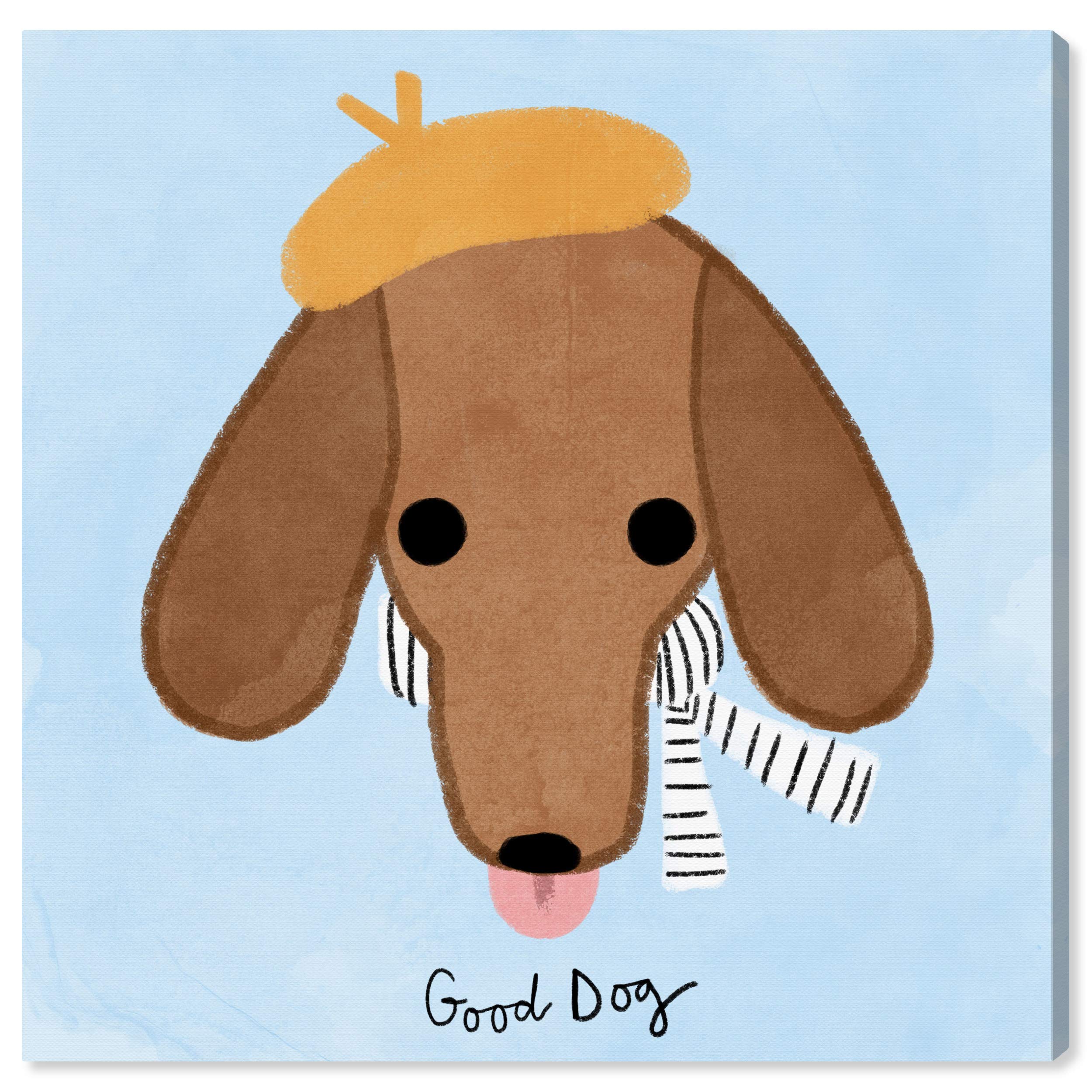 Oliver Gal Artist Co. 'Good Dachshund' Animal Wall Art Canvas Print - 30x30 Inches Brown & Blue Modern Home Decor - Perfect for Living Room, Bedroom, or Office Wall Decoration