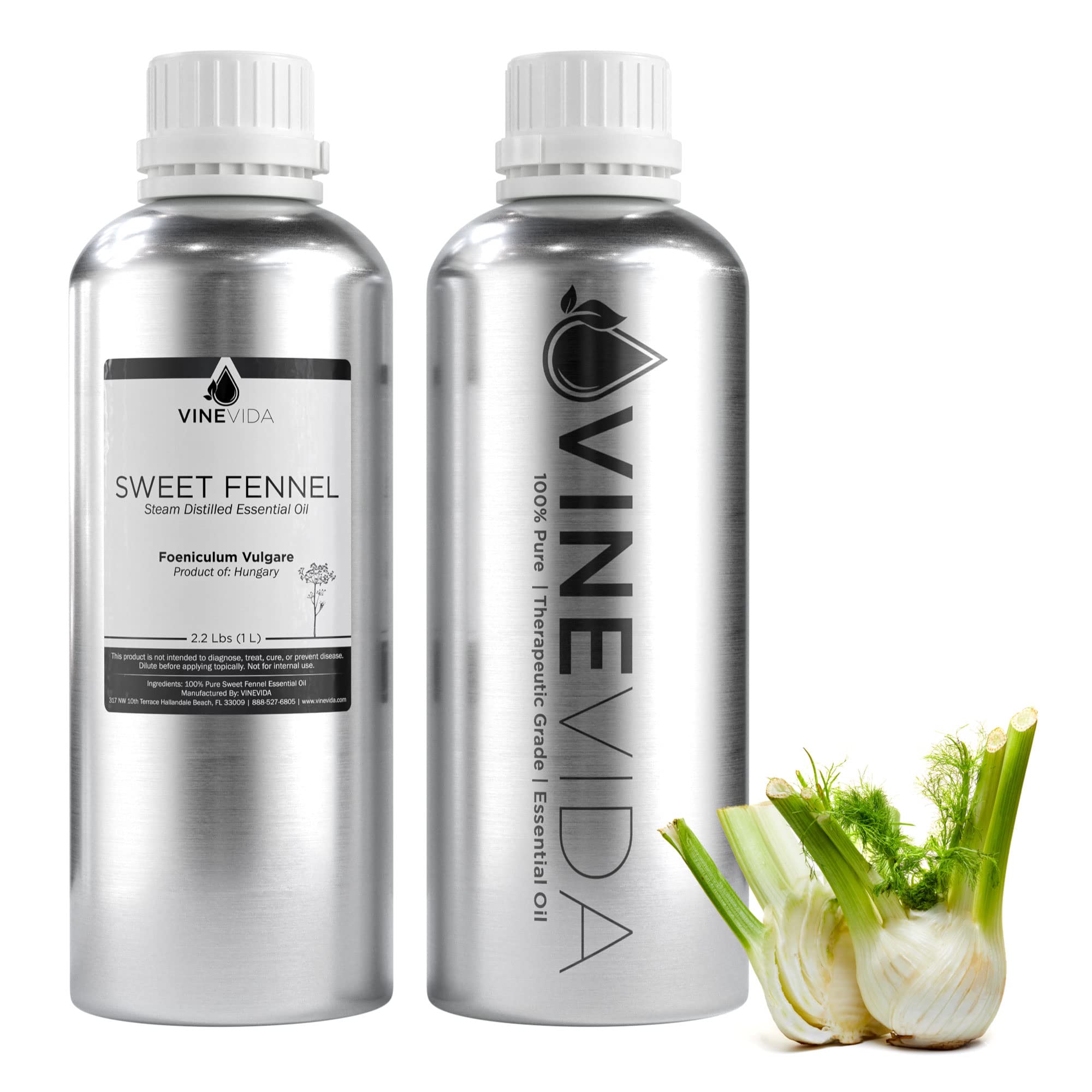 Bulk 32 Oz Fennel Essential Oil - 100% Pure & Undiluted Fennel Oil in Aluminum Bottle (2 Pound) for DIY Soap Making, Candle Crafting, Aromatherapy Blends - Perfect for Massage, Diffusers & Skin Care - VINEVIDA