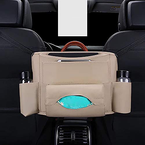 Premium Black Leather Car Seat Organizer - Multi-Pocket Hanging Storage Bag for Purse, Tissues & Accessories | Backseat Barrier for Pets & Kids | Perfect for Road Trips, Commuting & Family Travel
