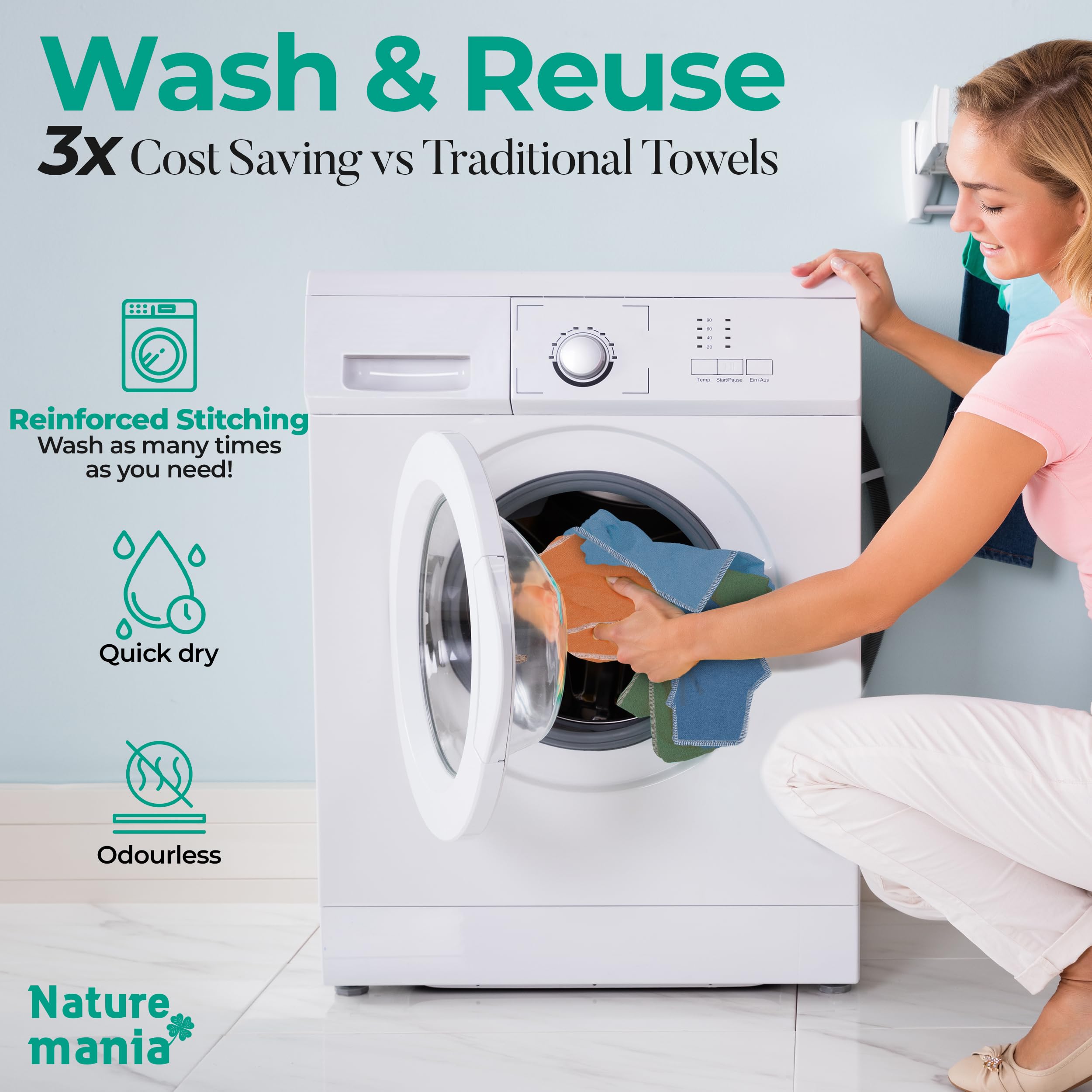 24-Pack Reusable Paper Towels - Eco-Friendly, Super Soft 100% Cotton Washable Kitchen Towels | Sustainable Alternative to Disposable Paper Towels for Cleaning, Spills & Everyday Household Use