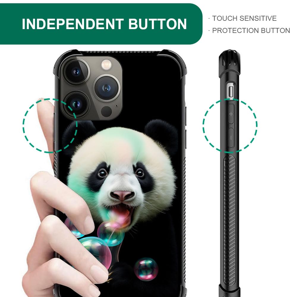Cute Panda Blowing Bubbles iPhone 13 Pro Case - Shockproof Anti-Scratch Protective Cover with Drop Protection | Perfect for Everyday Use, Travel & Outdoor Activities