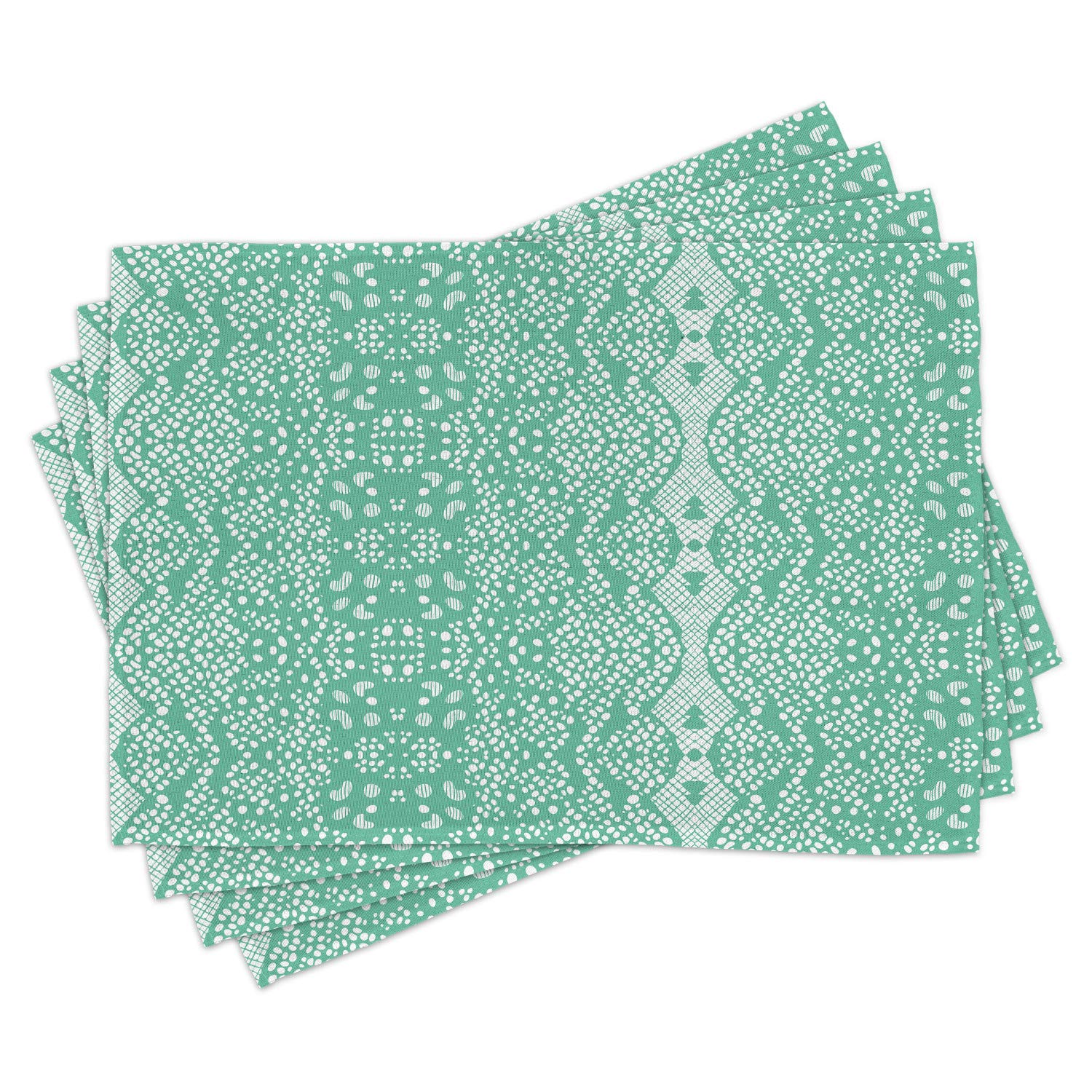 Ambesonne Mint Placemats Set of 4 - Vintage Lace Pattern Washable Fabric Table Mats for Dining Room & Kitchen Decor in Teal Turquoise - Perfect for Dinner Parties, Holiday Gatherings & Everyday Use