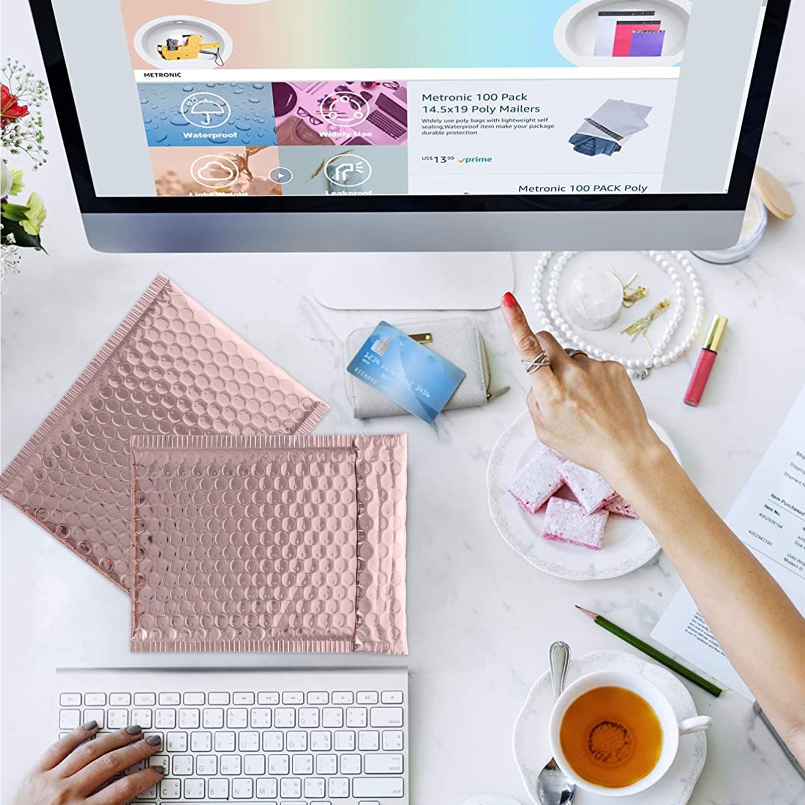 TOYANDONA 25 Pack Padded Mailing Envelopes - Bubble Mailers for Shipping, Books, Documents | Durable & Waterproof Packaging for Ecommerce, Online Stores, Small Businesses
