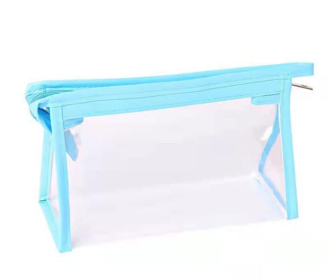Voarge 2-Pack Clear PVC Pencil Cases & Makeup Bags - Waterproof Transparent Zipper Pouches for School, Exams, Travel & Cosmetics - Portable Organizer for Students & Women (Blue & Pink) - Perfect for School Supplies, Toiletries & Daily Essentials