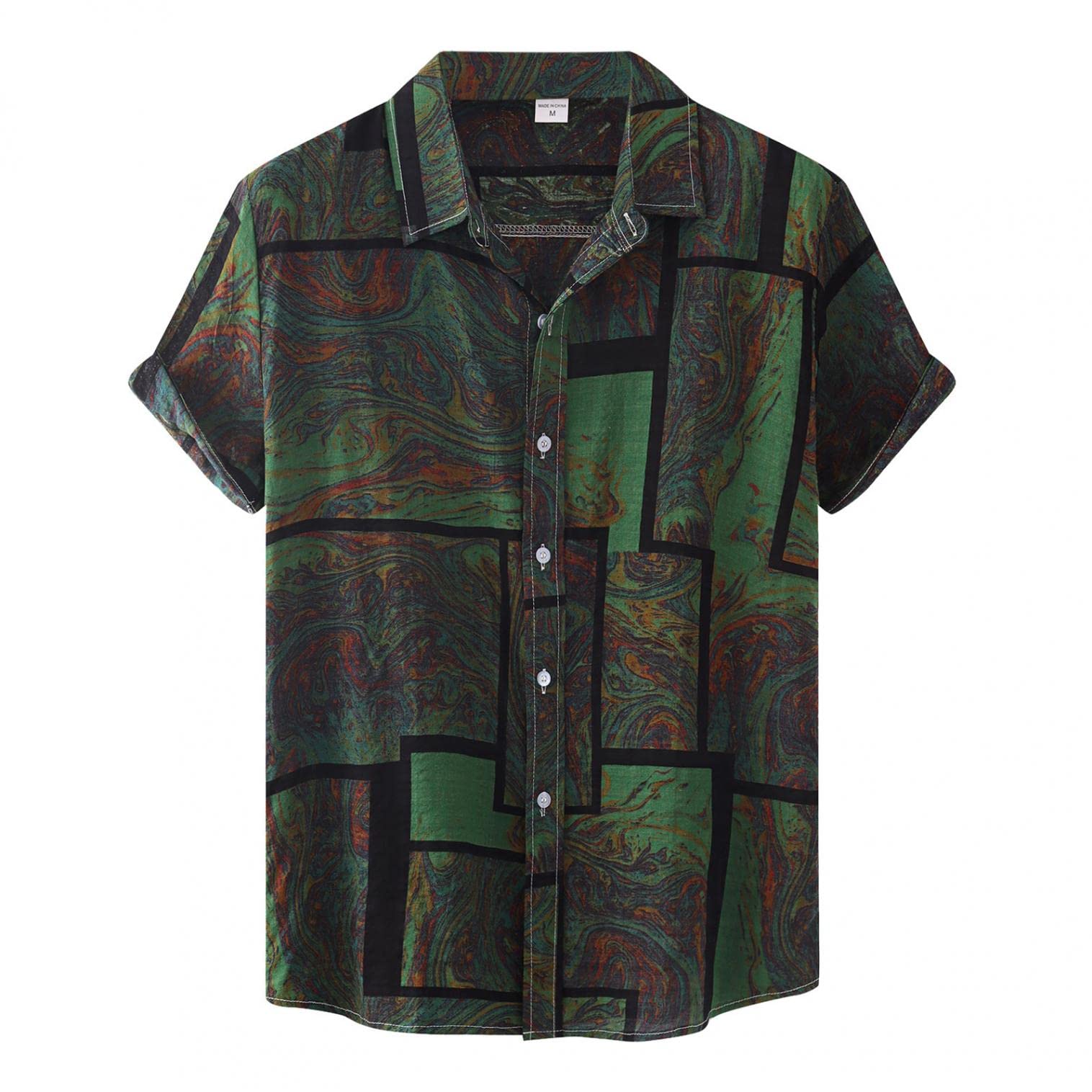 Men's Hawaiian Shirt - Short Sleeve Printed Aloha Shirt | 100% Cotton Button Down Beach Shirt for Summer | Casual Regular Fit | Perfect for Vacations, Luau Parties & Tropical Getaways