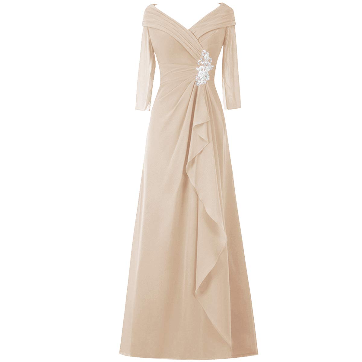Elegant Chiffon Mother of The Bride Dresses - Lace Wedding Guest Gowns for Women with Half Sleeves | Perfect for Formal Weddings, Evening Parties & Special Occasions