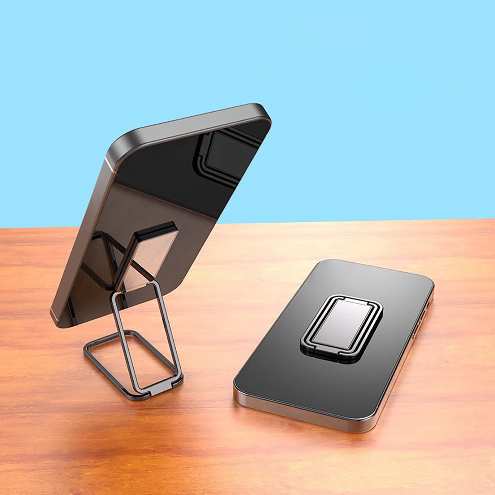 Foldable 360° Rotating Phone Stand with Finger Buckle - Adjustable Universal Mobile Phone Holder for Desk, Car & Travel - Durable Zinc Alloy Material - Perfect for Watching Videos, Video Calls & Hands-Free Use