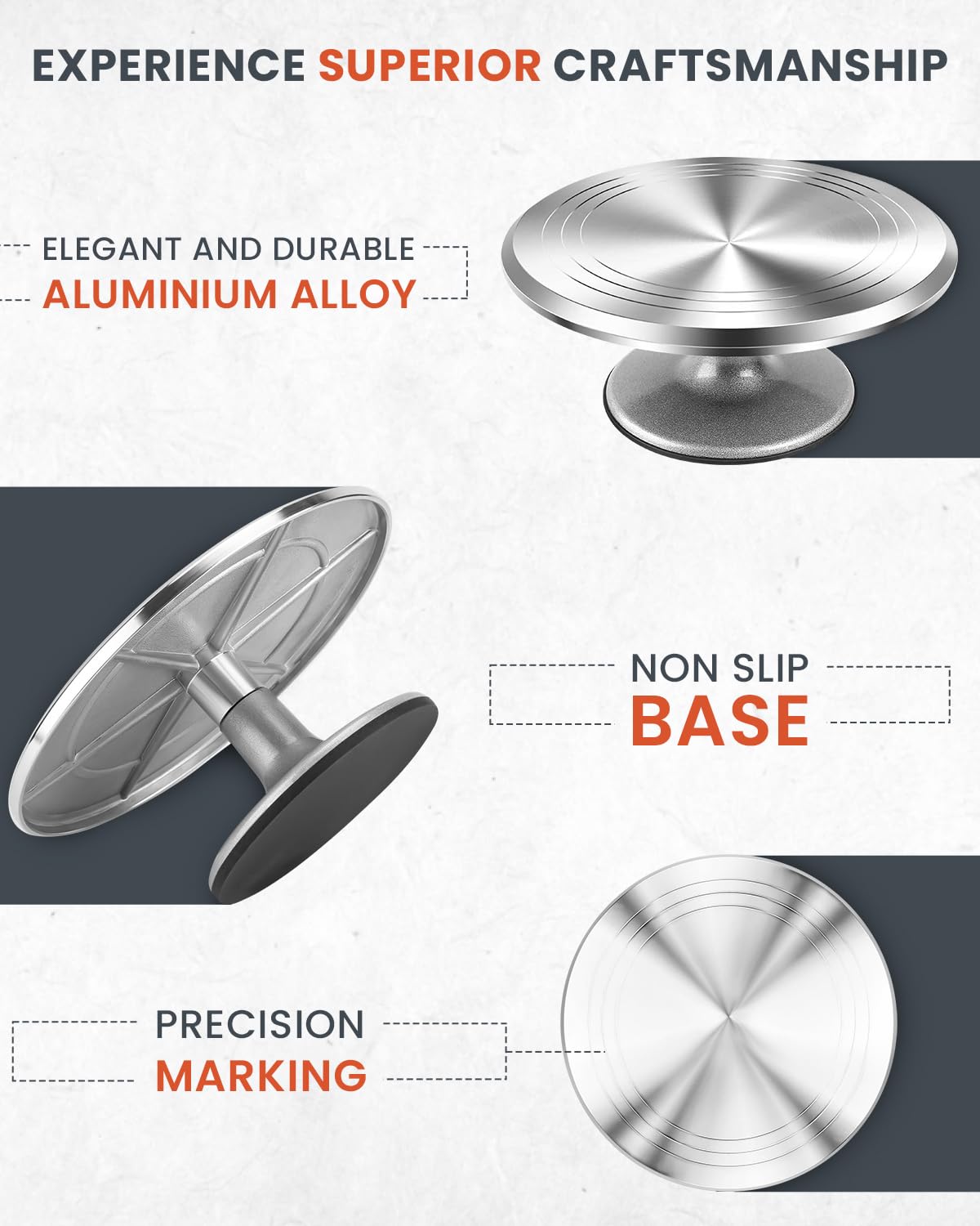 12 Inch Aluminum Alloy Rotating Cake Stand - Heavy Duty Cake Turntable for Decorating Cupcakes, Pastries & Desserts | Perfect for Baking, Cake Decorating & Party Serving