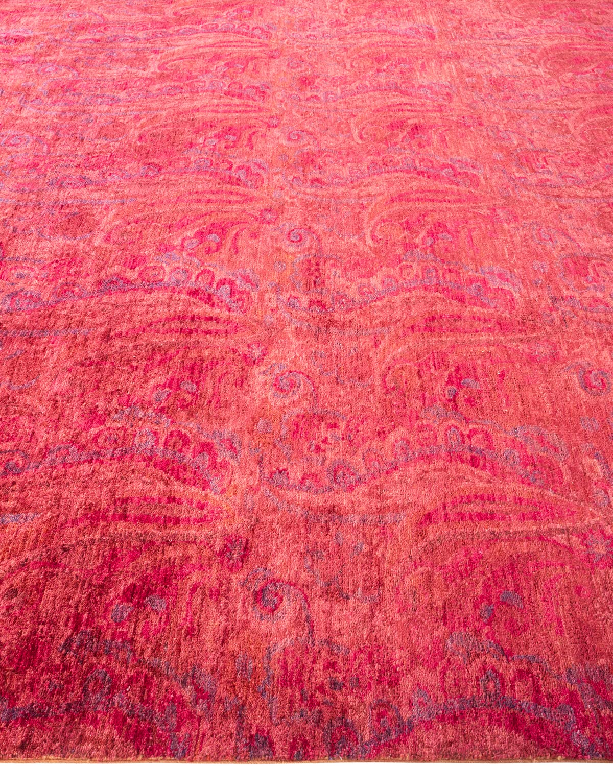 Handmade Wool Contemporary Overdyed Purple Area Rug 9x12 - Unique Hand-Knotted Solo Rugs for Living Room & Bedroom Decor
