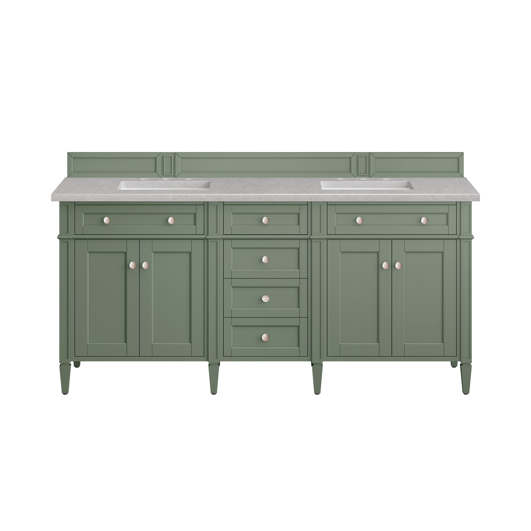Brittany 72-Inch Double Vanity with Smokey Celadon Finish & 3CM Eternal Serena Top - Perfect for Master Bathroom & Luxury Home Renovation