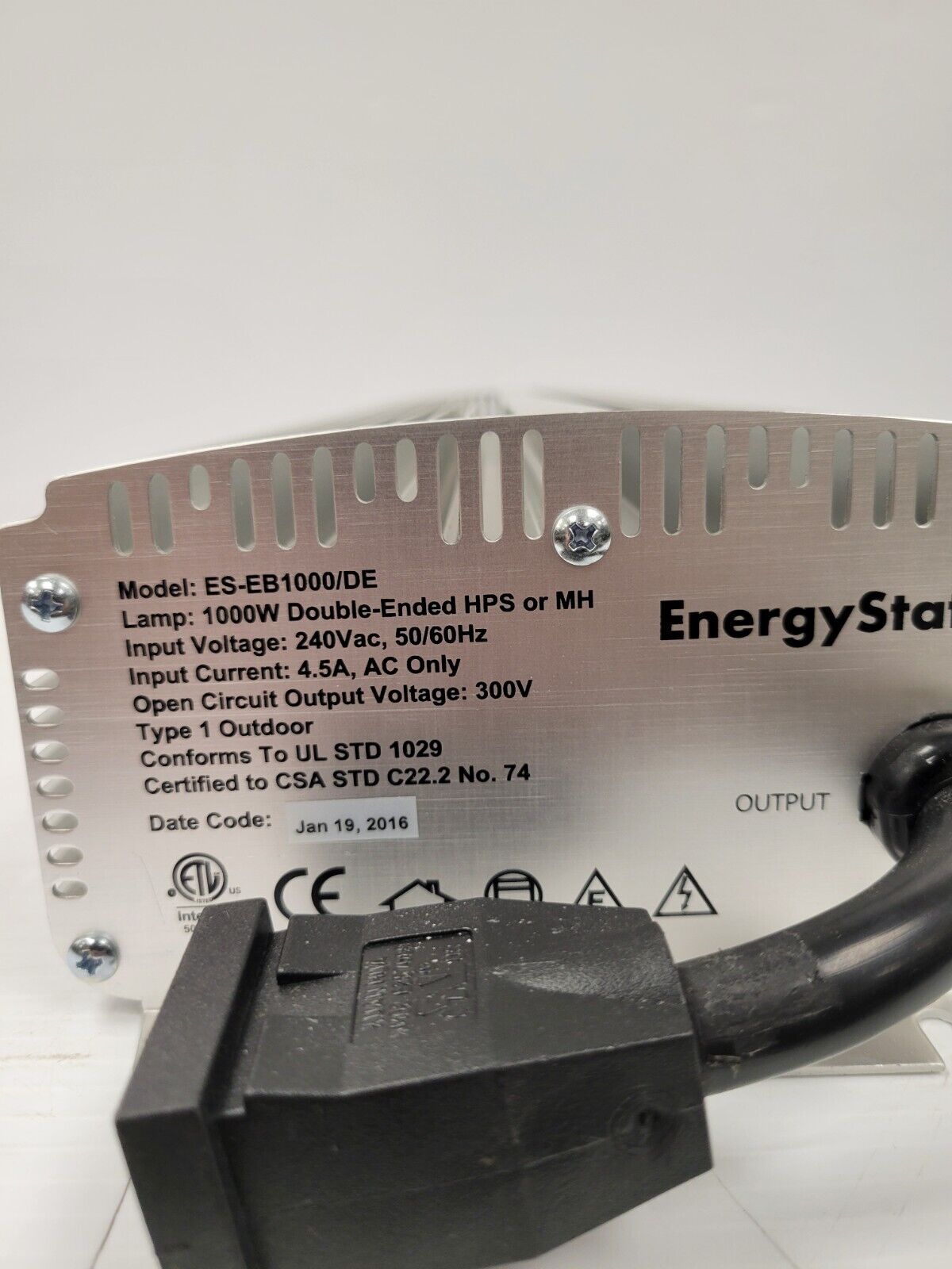 EnergyStation ES EB1000/DE 1000W Electronic Ballast for Hydroponic Grow Lights - High Efficiency Power Supply for Indoor Gardening & Greenhouse Use