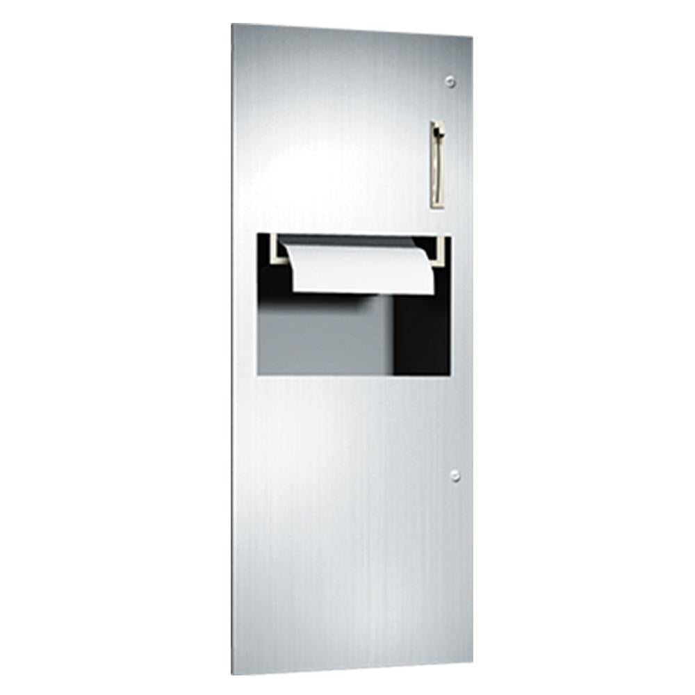 ASI 64696 Simplicity Roll Paper Towel Dispenser with Removable Waste Receptacle - Recessed Satin Finish for Kitchen, Bathroom & Office Use