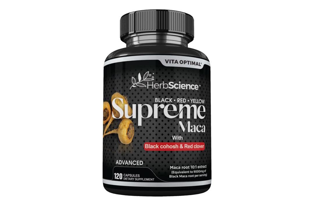 Premium Supreme Maca Capsules 9000mg - Ultra-Potent Black Maca Root Extract with Red & Yellow Maca, Black Cohosh, Red Clover - 120 Capsules for Energy, Vitality & Hormonal Balance - Perfect for Athletes, Busy Professionals & Menopause Support