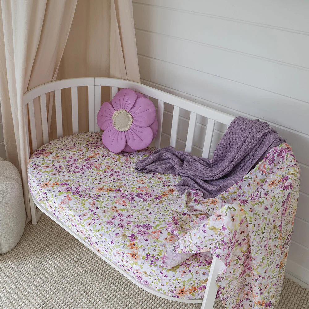Organic Fitted Jersey Cotton Crib Sheet for Baby - Soft & Breathable Nursery Bedding - Perfect for Cozy Naps & Safe Sleep (Isla Design)