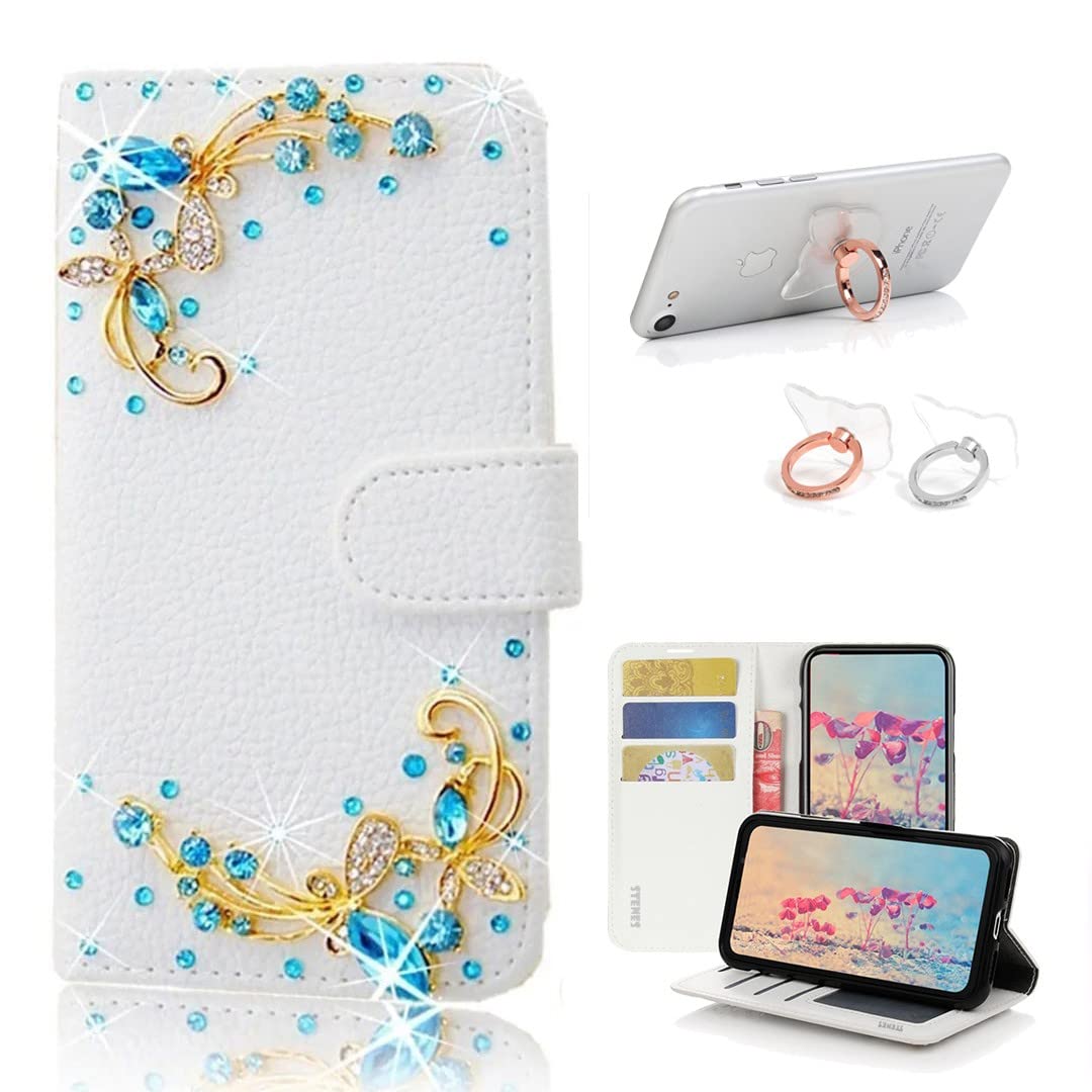 STENES Bling Wallet Case for Samsung A20/A30 - 3D Butterfly Design with Ring Stand [2 Pack] - Perfect for Daily Use & Travel