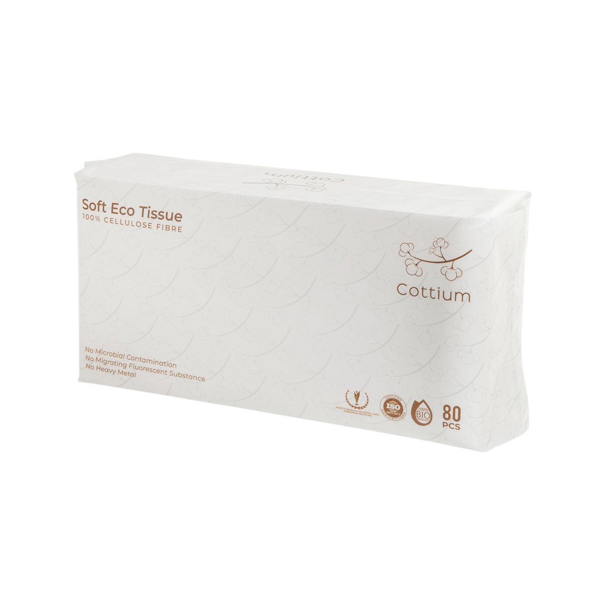 COTTIUM Soft Eco-Friendly Facial Tissues (80 Count) - Hypoallergenic & Gentle for Daily Use at Home, Office, or Travel
