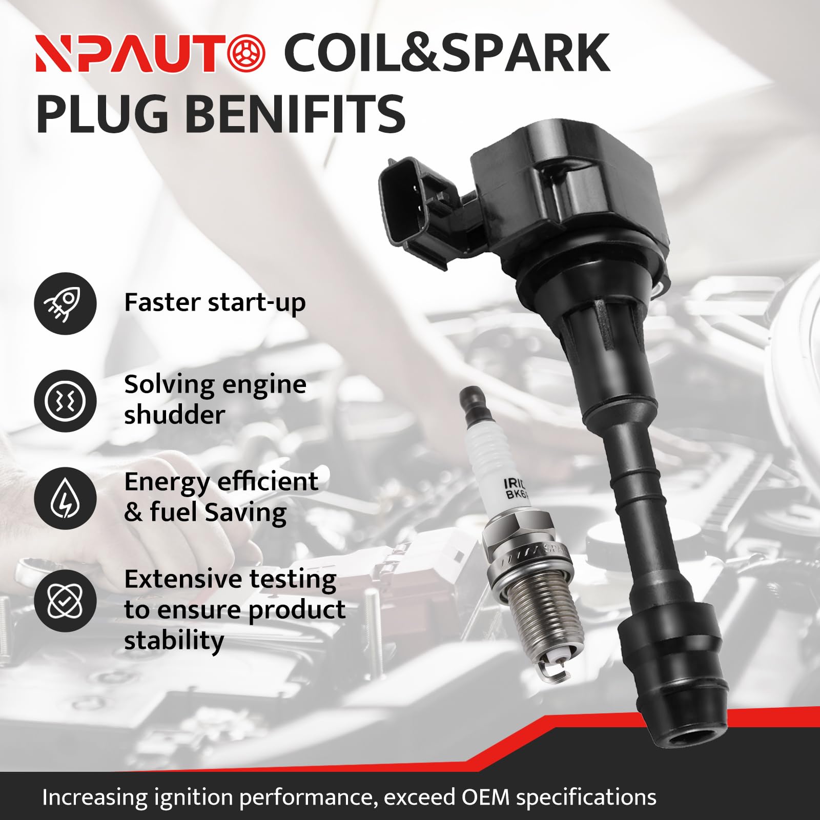Ignition Coil Pack & Spark Plugs Compatible with Nissan Altima Maxima Pathfinder Frontier Murano Quest Xterra, Infiniti QX4 3.5L 4.0L (2005-2019) - Improve Engine Performance & Fuel Efficiency for Smooth Driving
