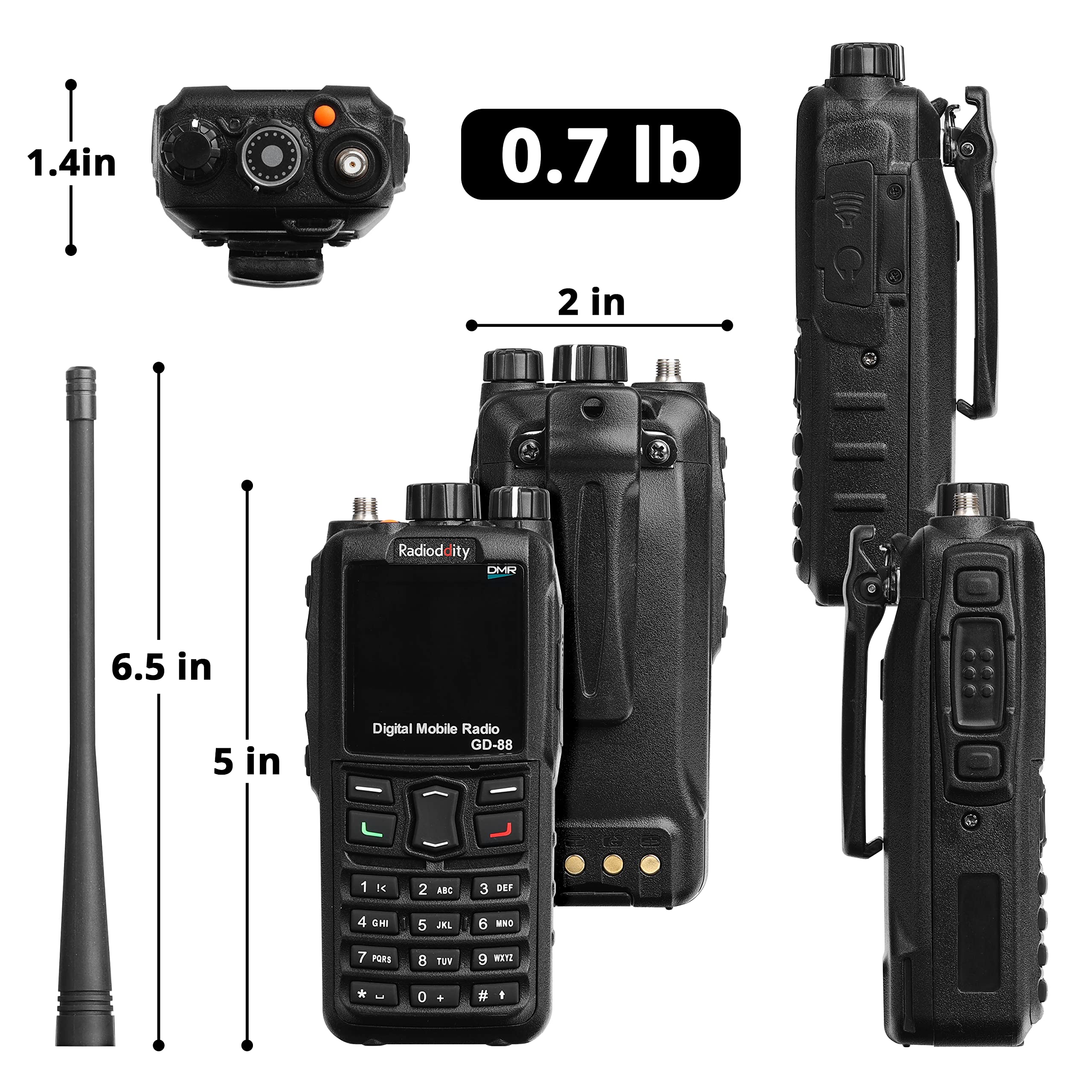 Radioddity GD-88 7W Dual Band VHF UHF DMR & Analog Handheld Two Way Radio with APRS, Cross-Band Repeater, SFR, 300K Contacts - Black | Perfect for Ham Radio Operators, Emergency Communication & Outdoor Adventures
