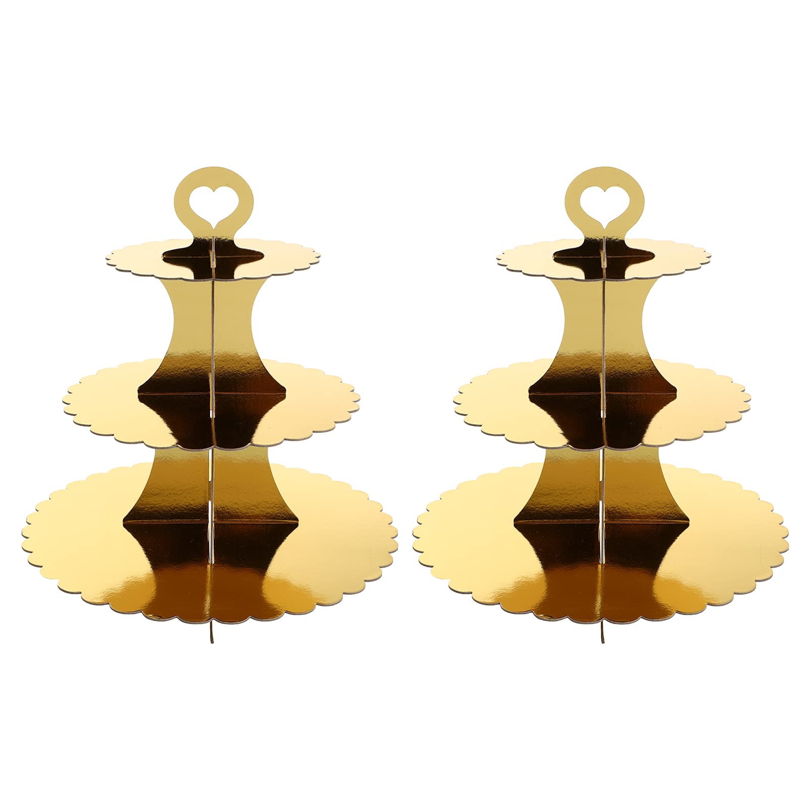 2-Piece Gold Cupcake Stand & 3-Tier Cardboard Fruit Tray Platter - 30x30x33cm Mini Dessert Server for Weddings, Birthdays & Baby Showers | Elegant Party Supplies for Cakes, Pastries & Snacks Display