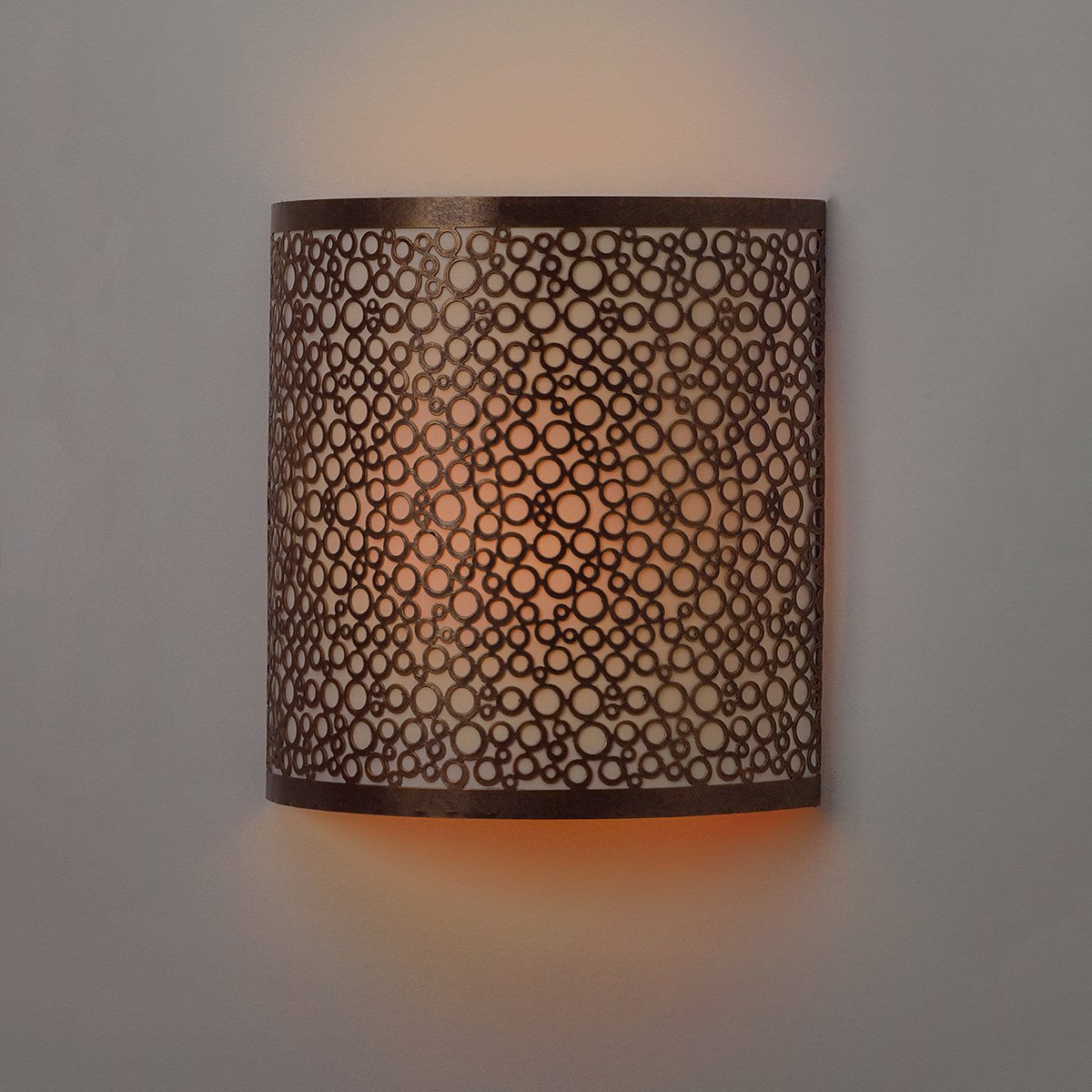 IEL-2900 Olita Barrel Wireless Wall Sconce - Amber Glass LED Battery-Operated Light Fixture for Bedroom, Hallway & Outdoor Patio Decor