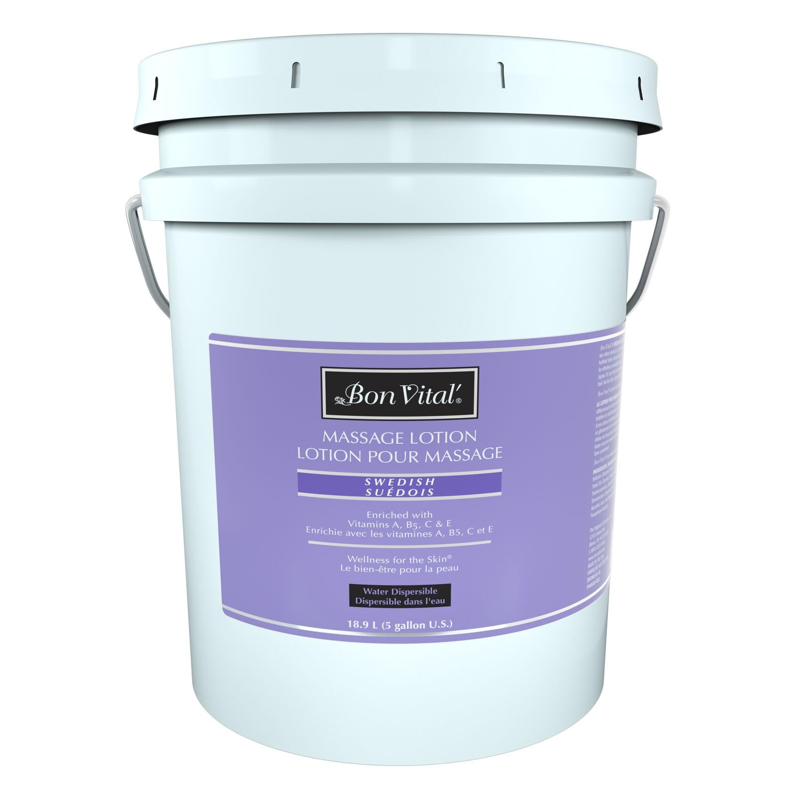 Bon Vital' Swedish Massage Lotion - Hydrating & Repairing for Dry Skin, Improves Circulation & Relieves Stress - Ideal for Swedish & Sports Massage Therapists (5 Gallon) | Perfect for Spa, Clinic & Home Massage Treatments