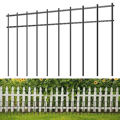 GARVEE 24x15 Inch No Dig Metal Fence - Rustproof Garden Barrier for Dogs, Rabbits & Small Animals | Easy Installation for Yards, Flower Beds & Landscaping