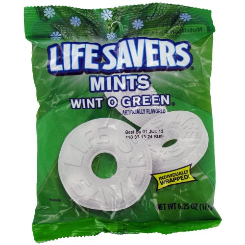 LifeSavers Wint O Green Mints - Individually Wrapped, 6.25 Oz (177g) Pack of 2 - Refreshing Breath Mints for Work, Travel & Everyday Use