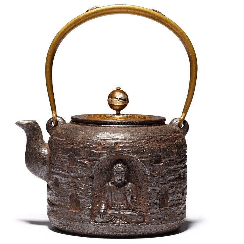 Zen Buddha Cast Iron Teapot - Japanese Style Iron Teapot for Tea Brewing, 34oz Capacity with Infuser, Perfect for Loose Leaf Tea, Home & Office Use, Meditation & Tea Ceremony
