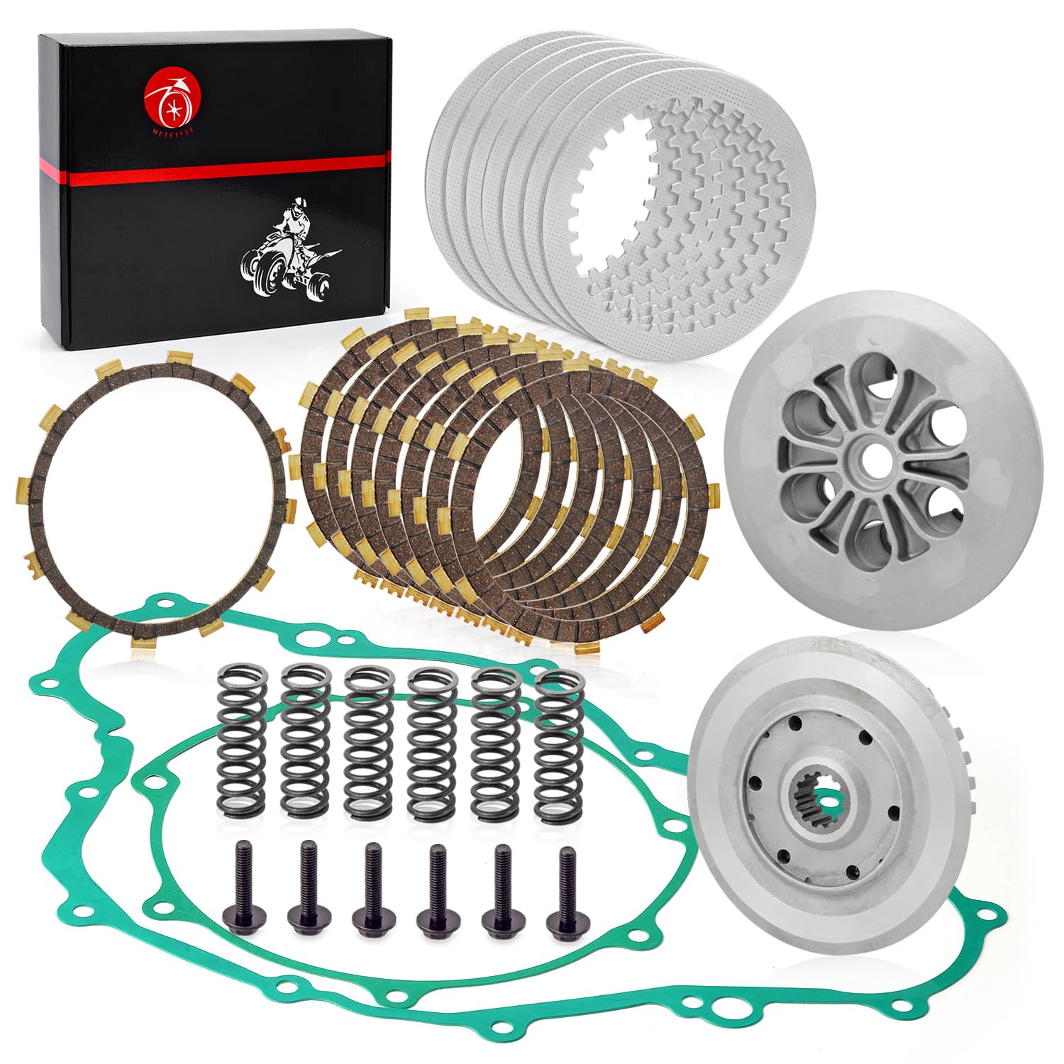 Yamaha YFZ450 Clutch Kit with Center Inner Hub & Outer Pressure Plate - Compatible with 2006-2013 Models (5TG-16351-00-00, 5TA-16371-20-00) - Perfect for Off-Road Racing & ATV Maintenance